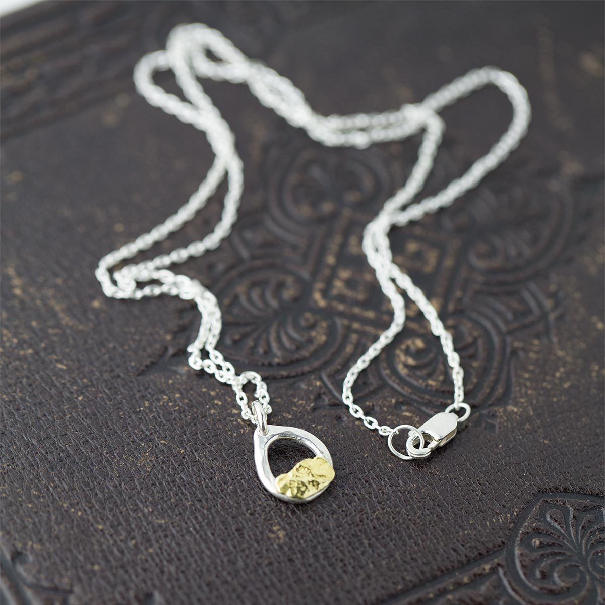 Alaska Gold Nugget &amp; Sterling Silver Necklace - Handmade Jewelry by Burnish