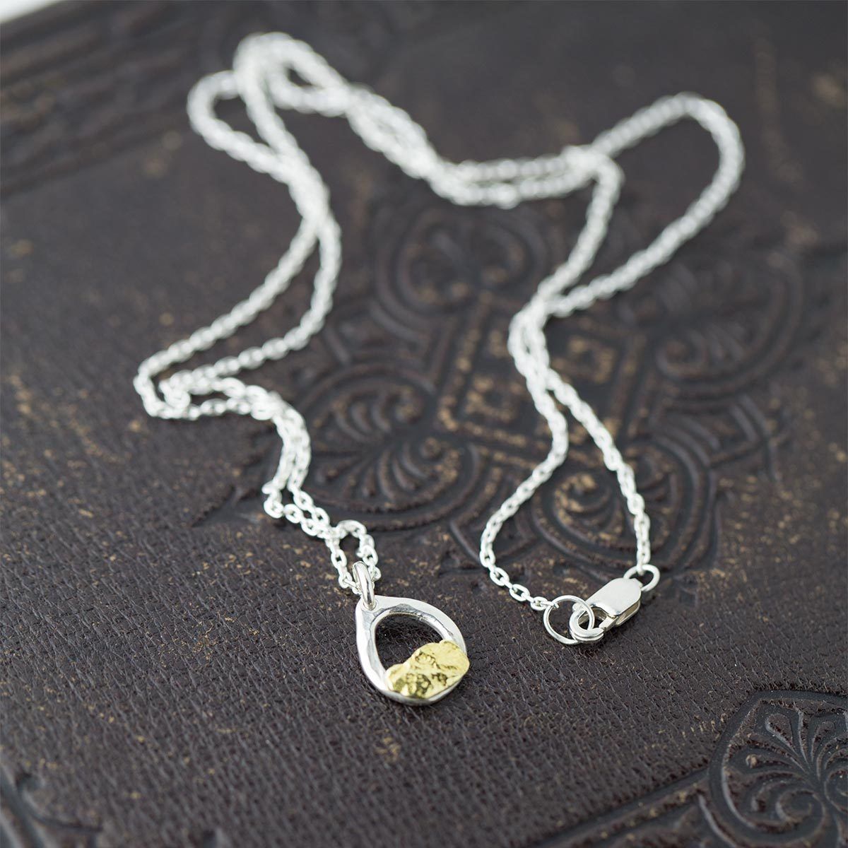 Alaska Gold Nugget & Sterling Silver Necklace - Handmade Jewelry by Burnish