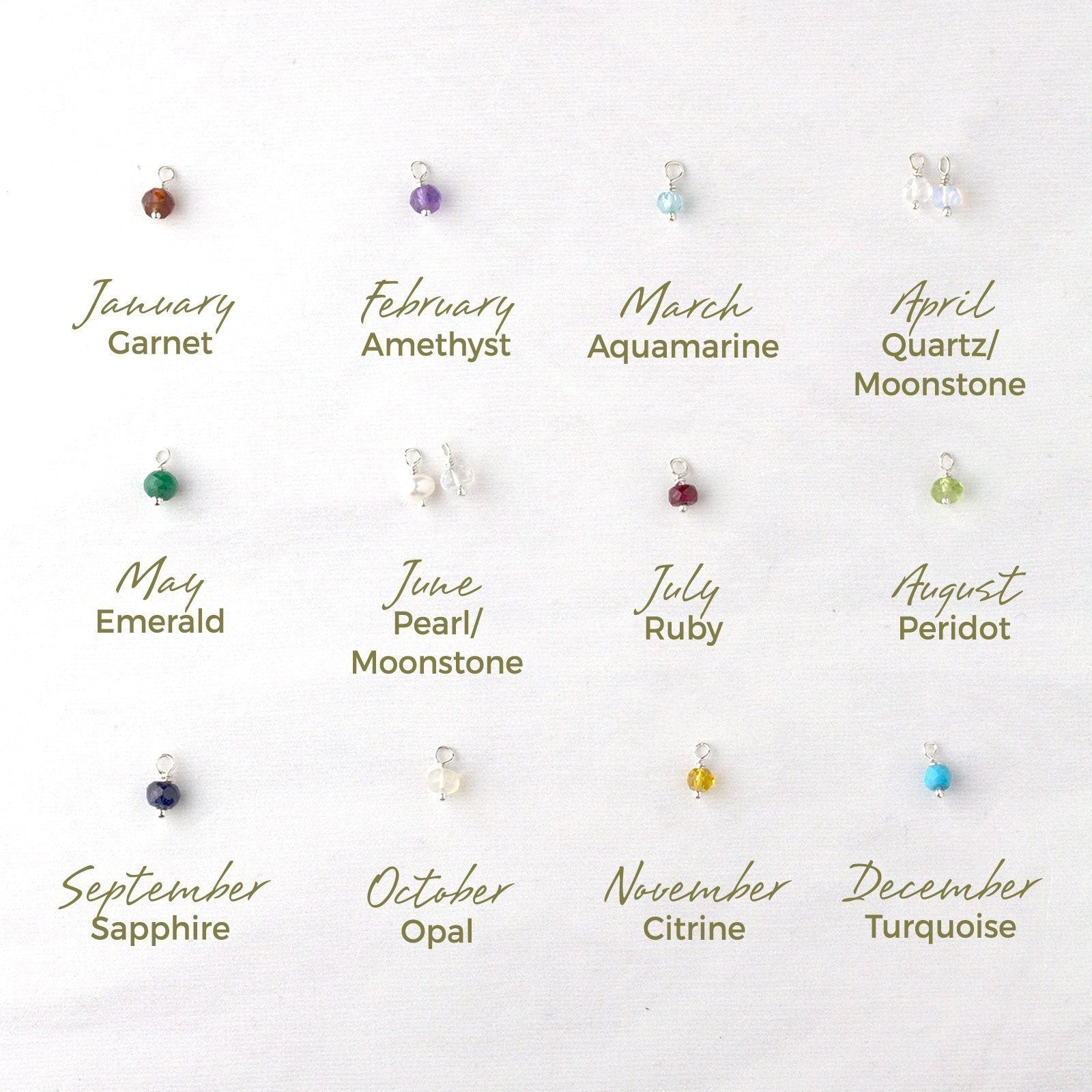 Birthstone Individual Charm - Handmade Jewelry by Burnish