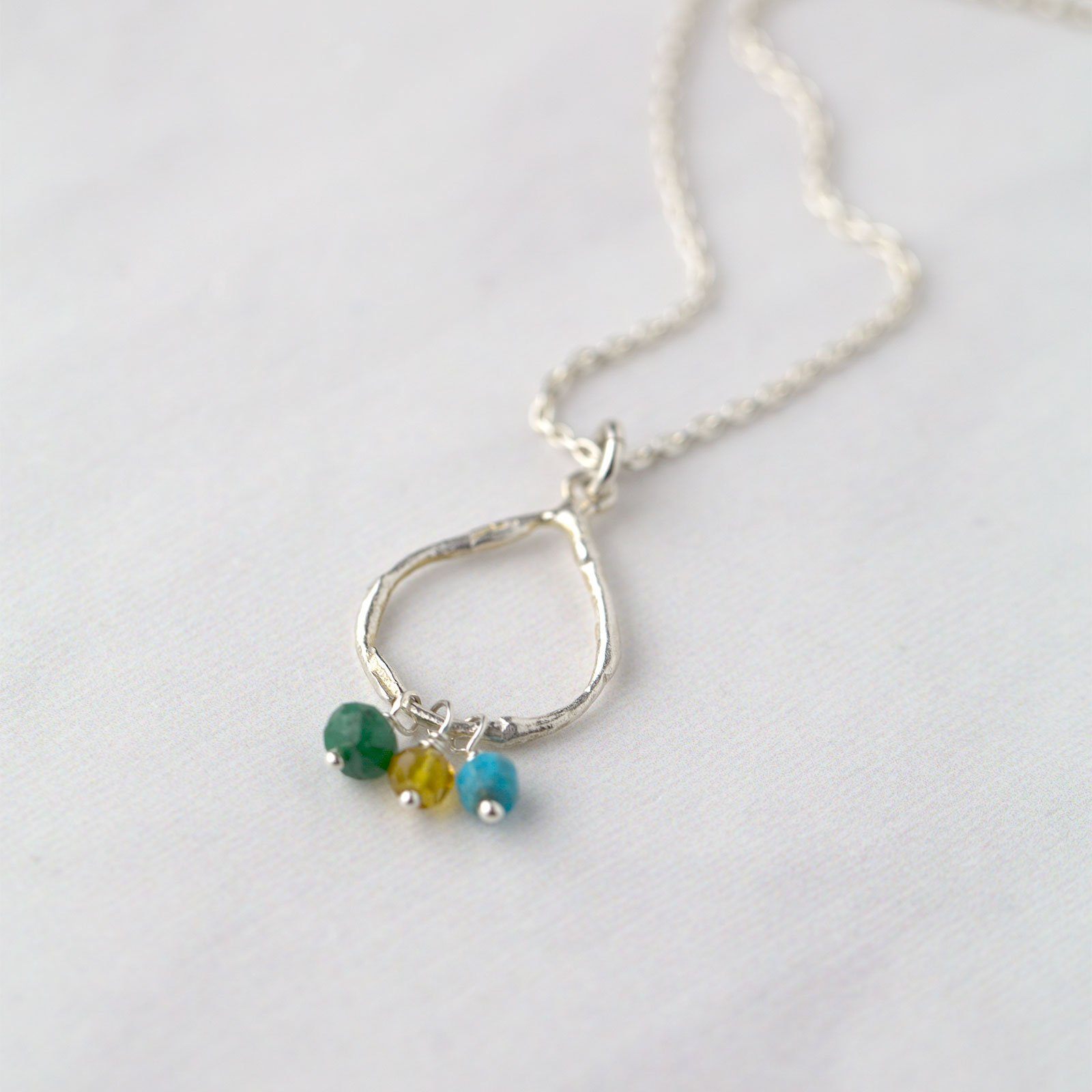 Birthstone Teardrop Necklace - 1 or More Stones - Handmade Jewelry by Burnish