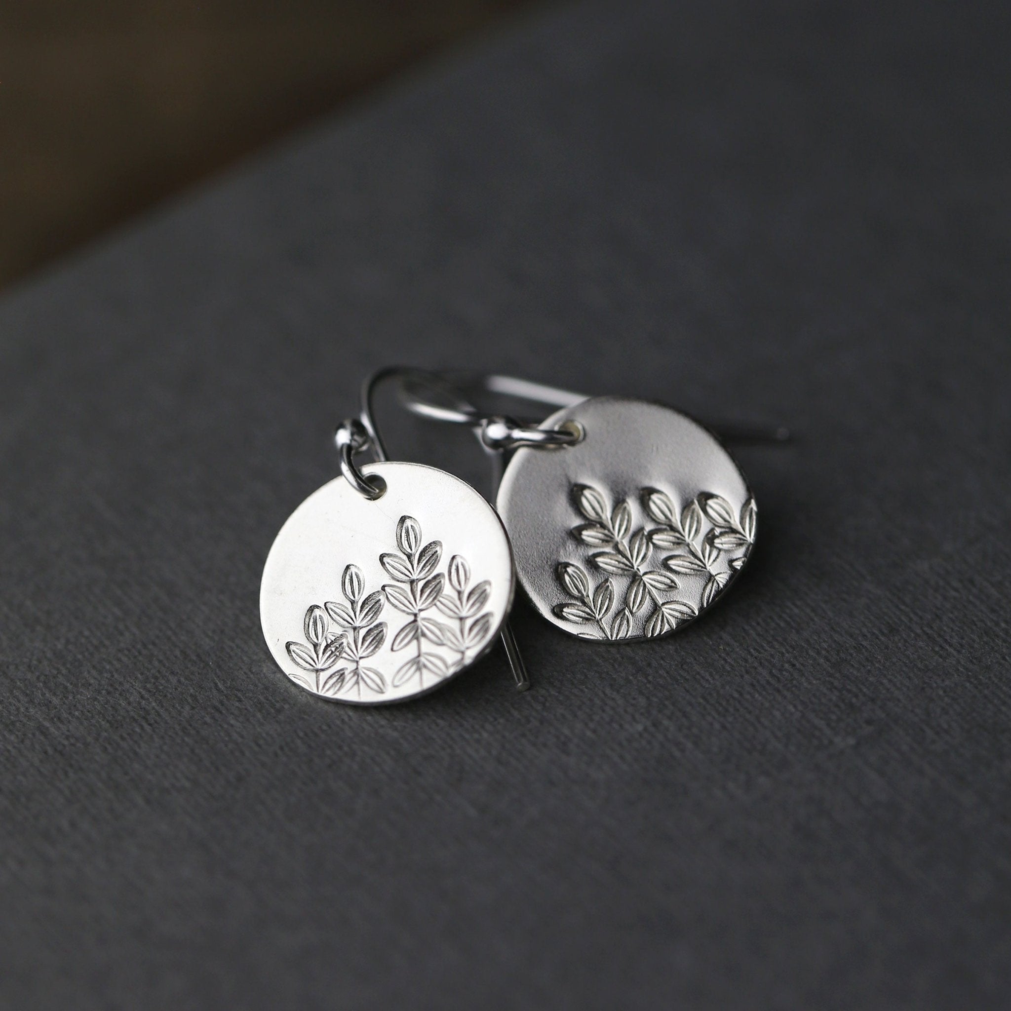 Botanical Hand Stamped Earrings