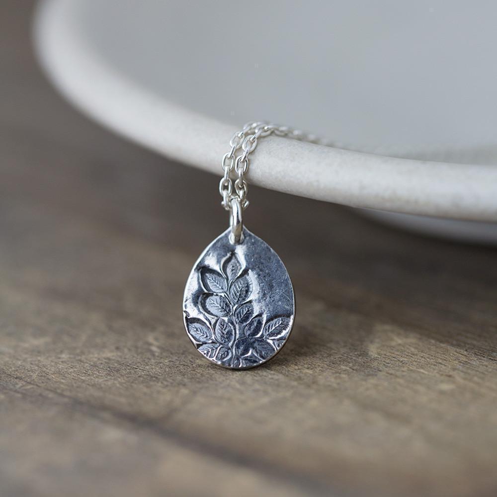 Botanical Teardrop Necklace - Handmade Jewelry by Burnish