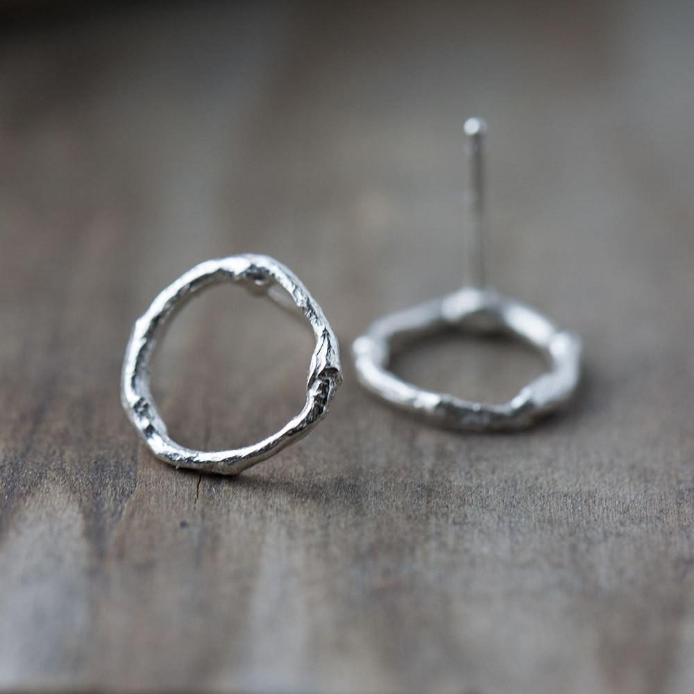 Branch Circle Stud Earrings - Handmade Jewelry by Burnish