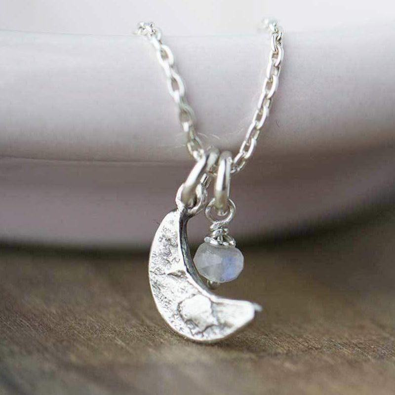 Celestial Moon Necklace with Moonstone