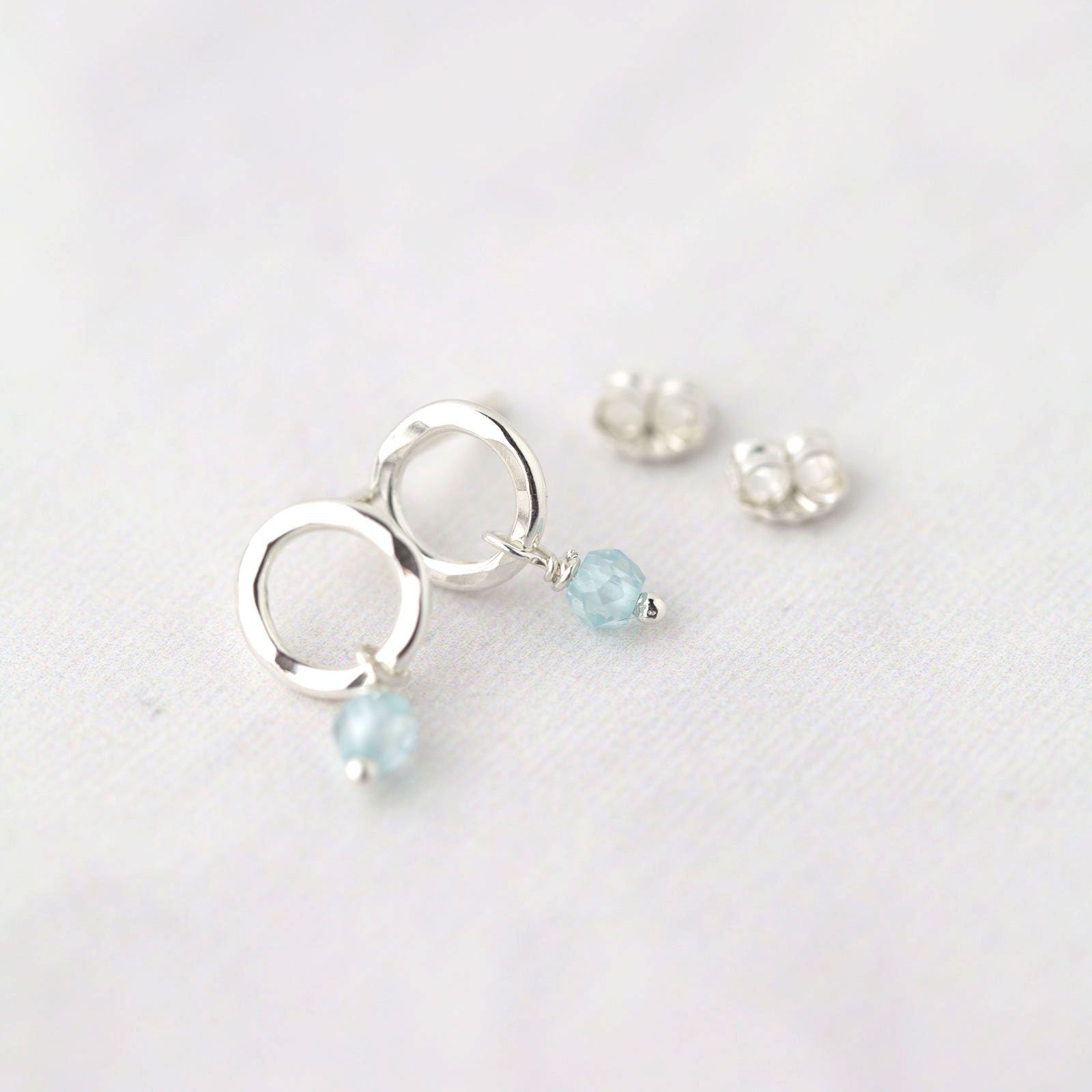 Circle Birthstone Earrings - Handmade Jewelry by Burnish