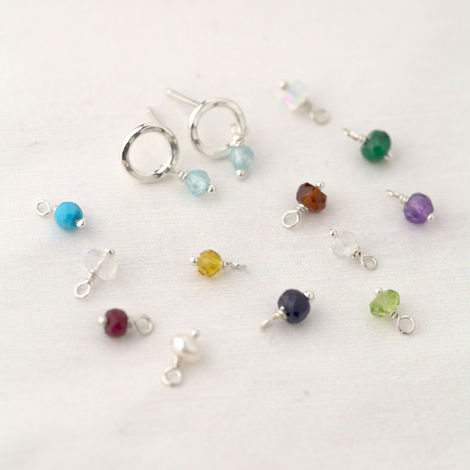 Circle Birthstone Earrings - Handmade Jewelry by Burnish