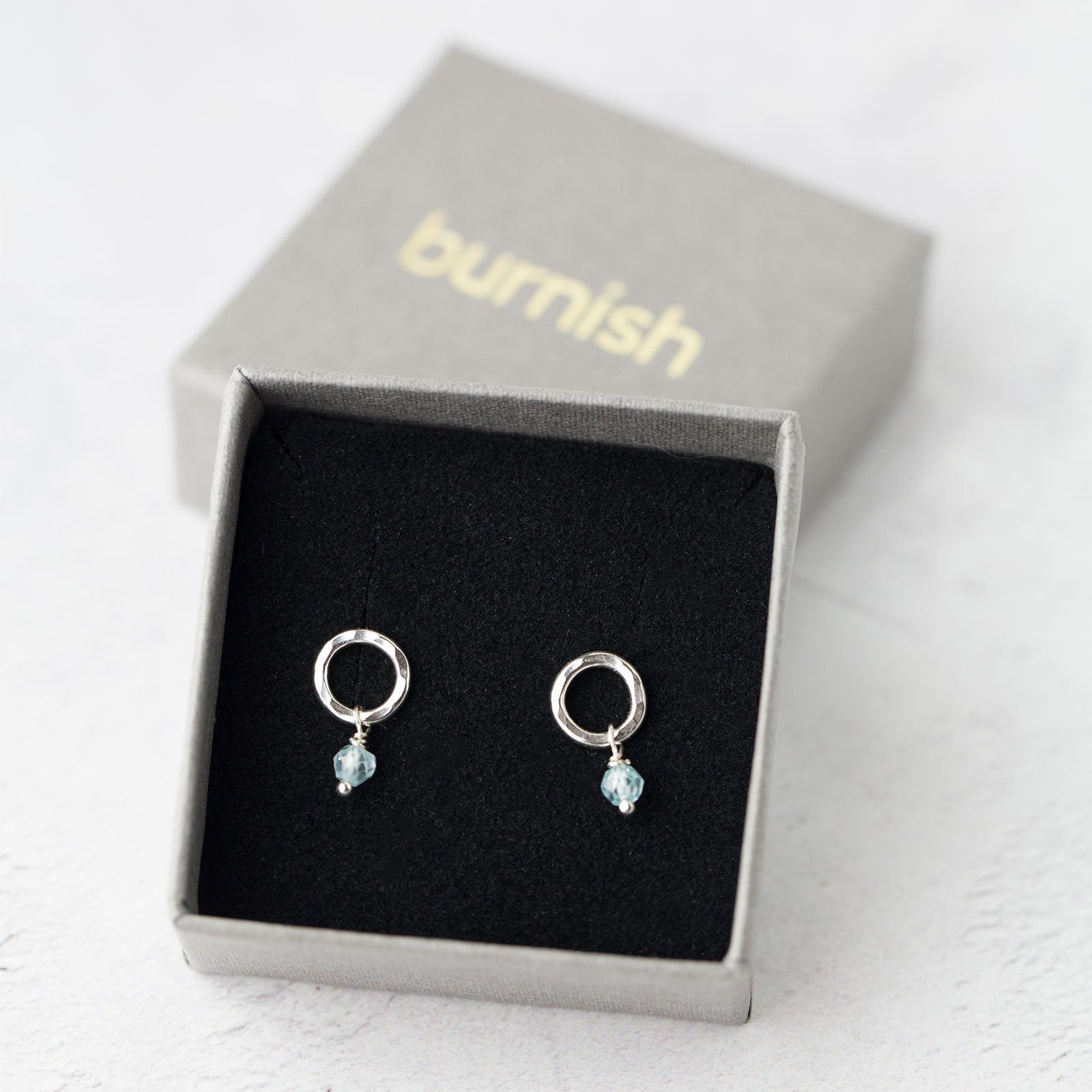 Circle Birthstone Earrings - Handmade Jewelry by Burnish