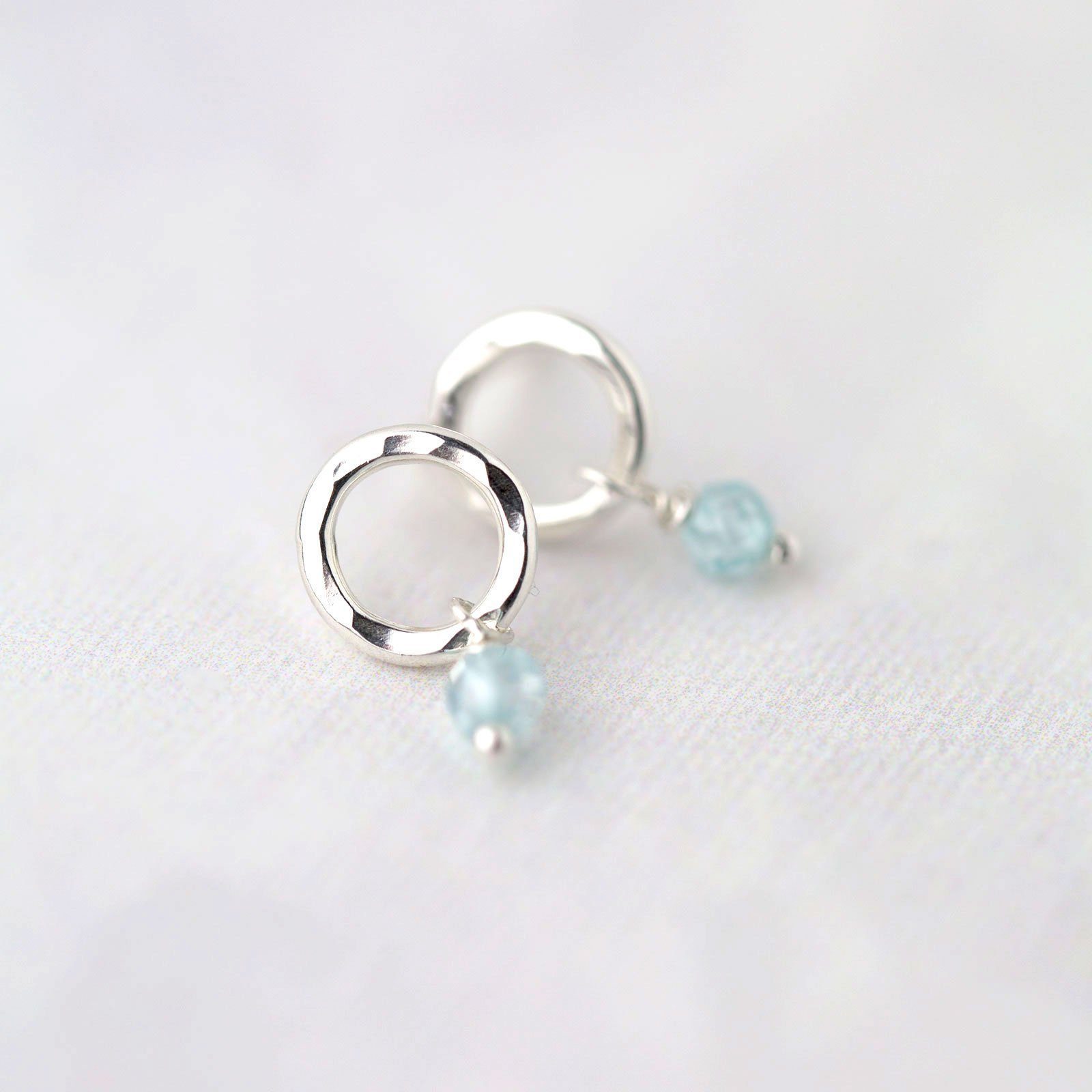 Circle Birthstone Earrings - Handmade Jewelry by Burnish