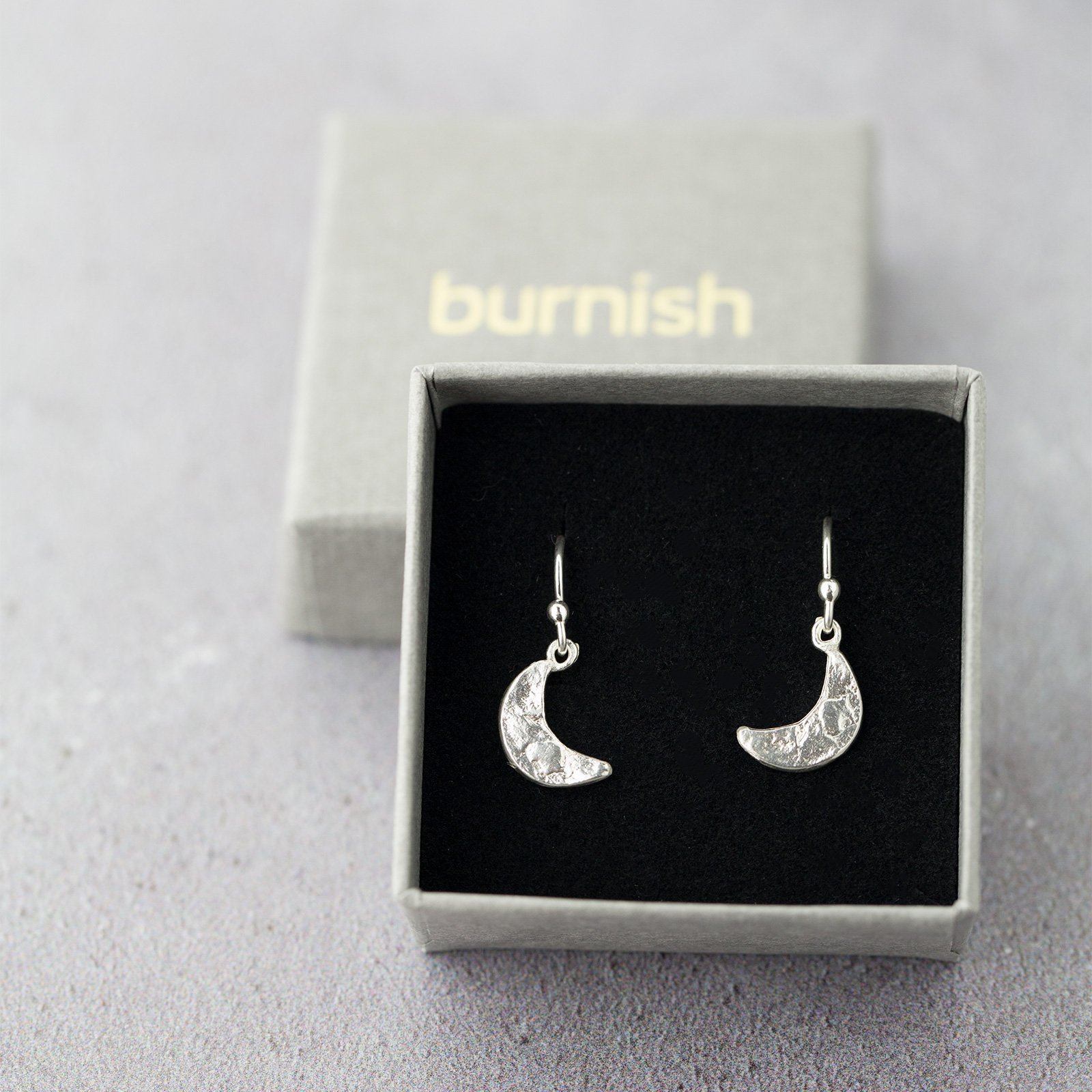 Crescent Moon Earrings - Handmade Jewelry by Burnish