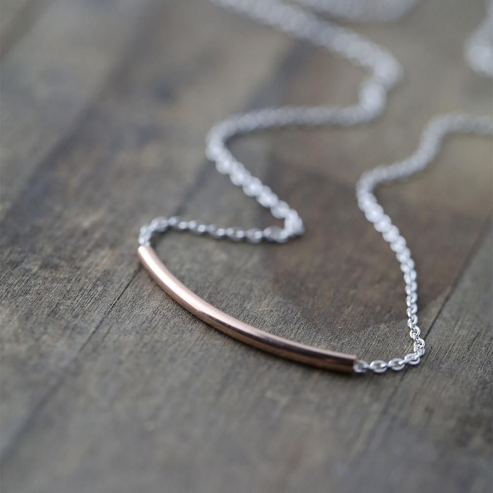 Curved Tube Bar Necklace - Handmade Jewelry by Burnish