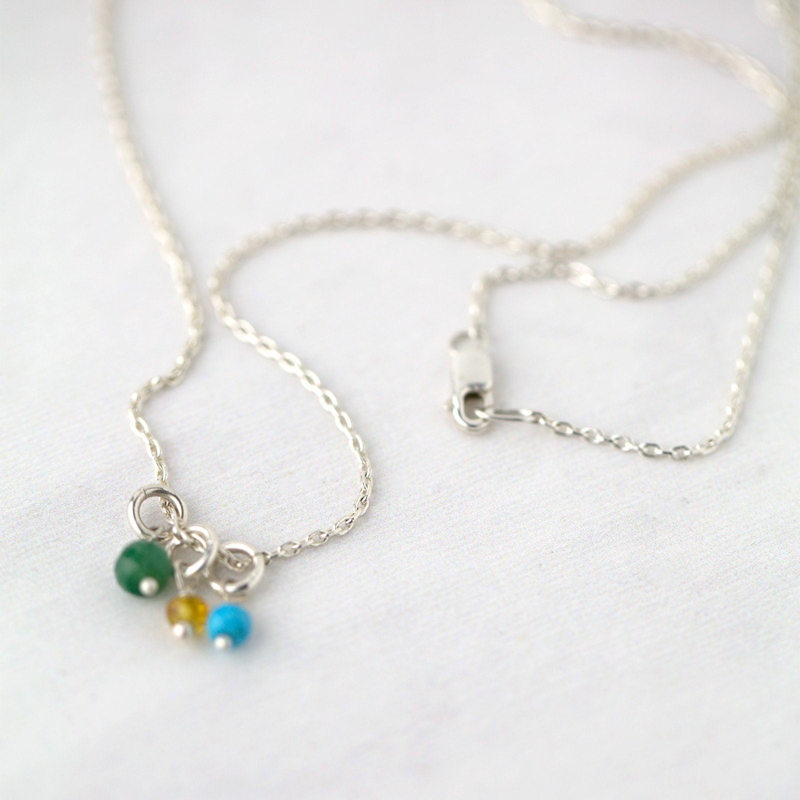 Dainty Birthstone Necklace - 1 or More Stones - Handmade Jewelry by Burnish