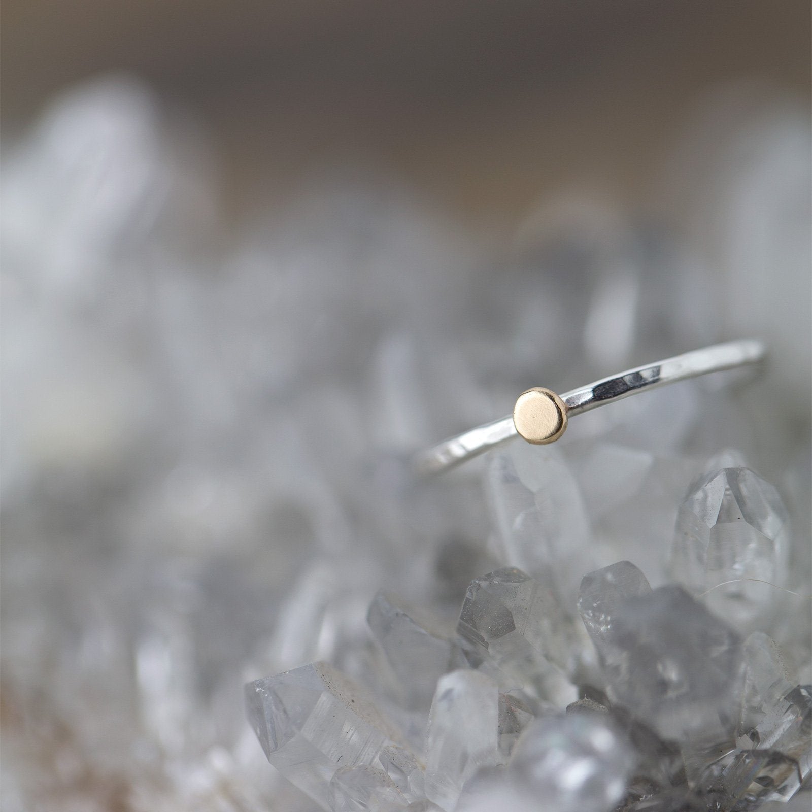 Dainty Dot Ring - Silver/14K Gold - Handmade Jewelry by Burnish