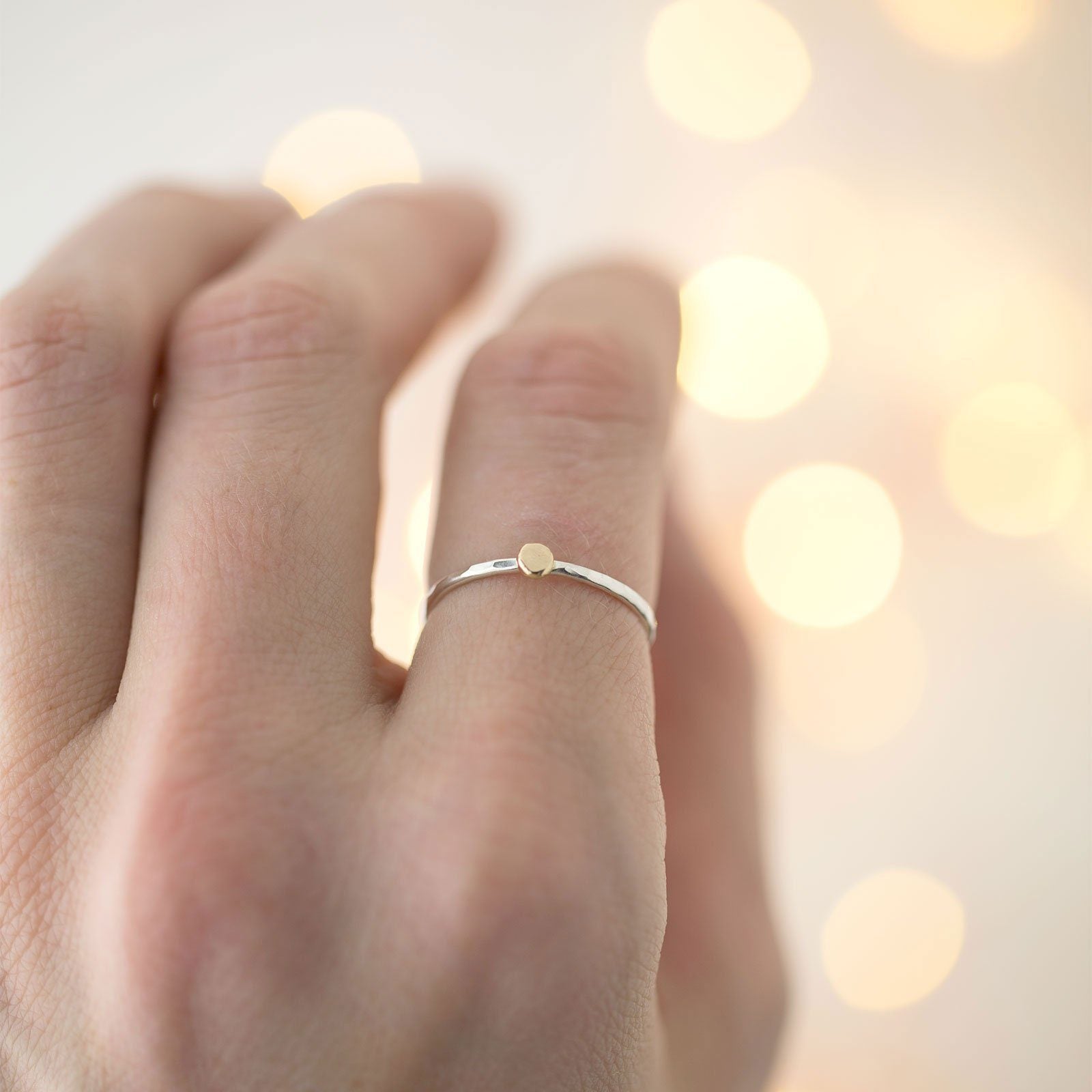 Dainty Dot Ring - Silver/14K Gold - Handmade Jewelry by Burnish