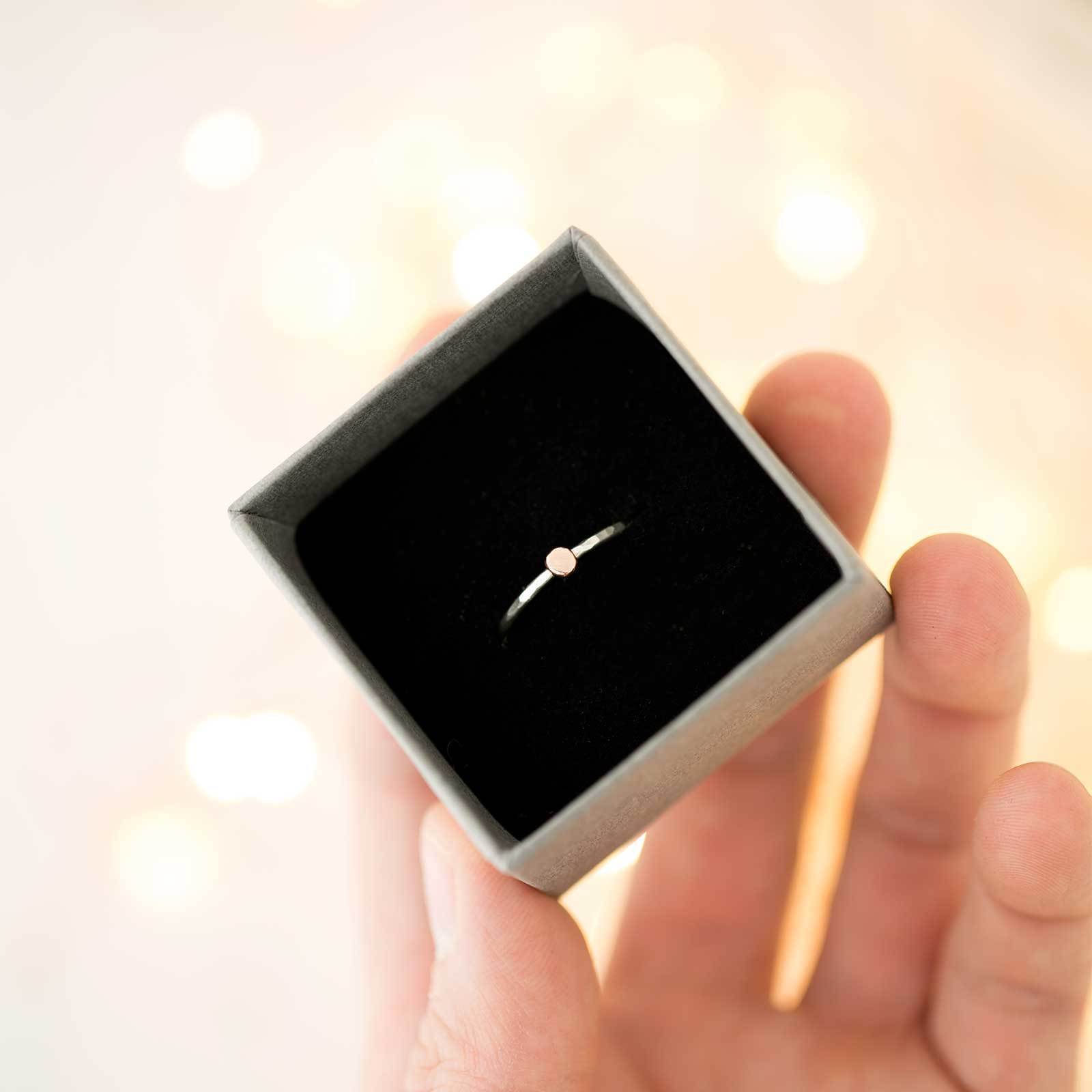 Dainty Dot Ring - Silver/Rose Gold - Handmade Jewelry by Burnish