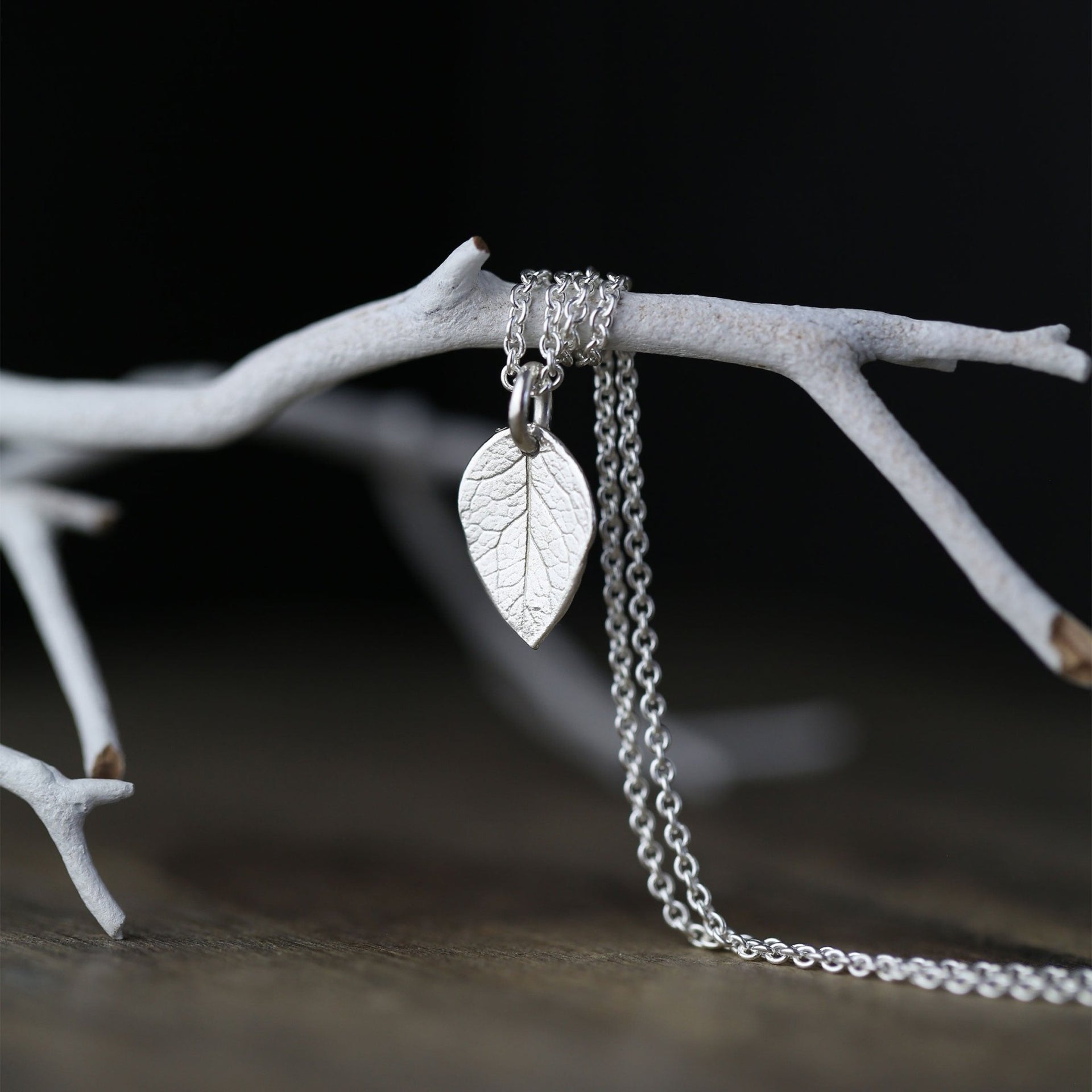 delicate necklace dainty leaf necklace Dainty Sterling Silver Leaf Necklace by Burnish