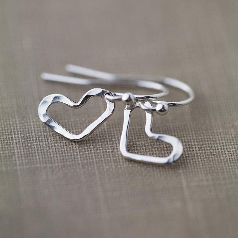 Dainty Open Heart Earrings - Handmade Jewelry by Burnish