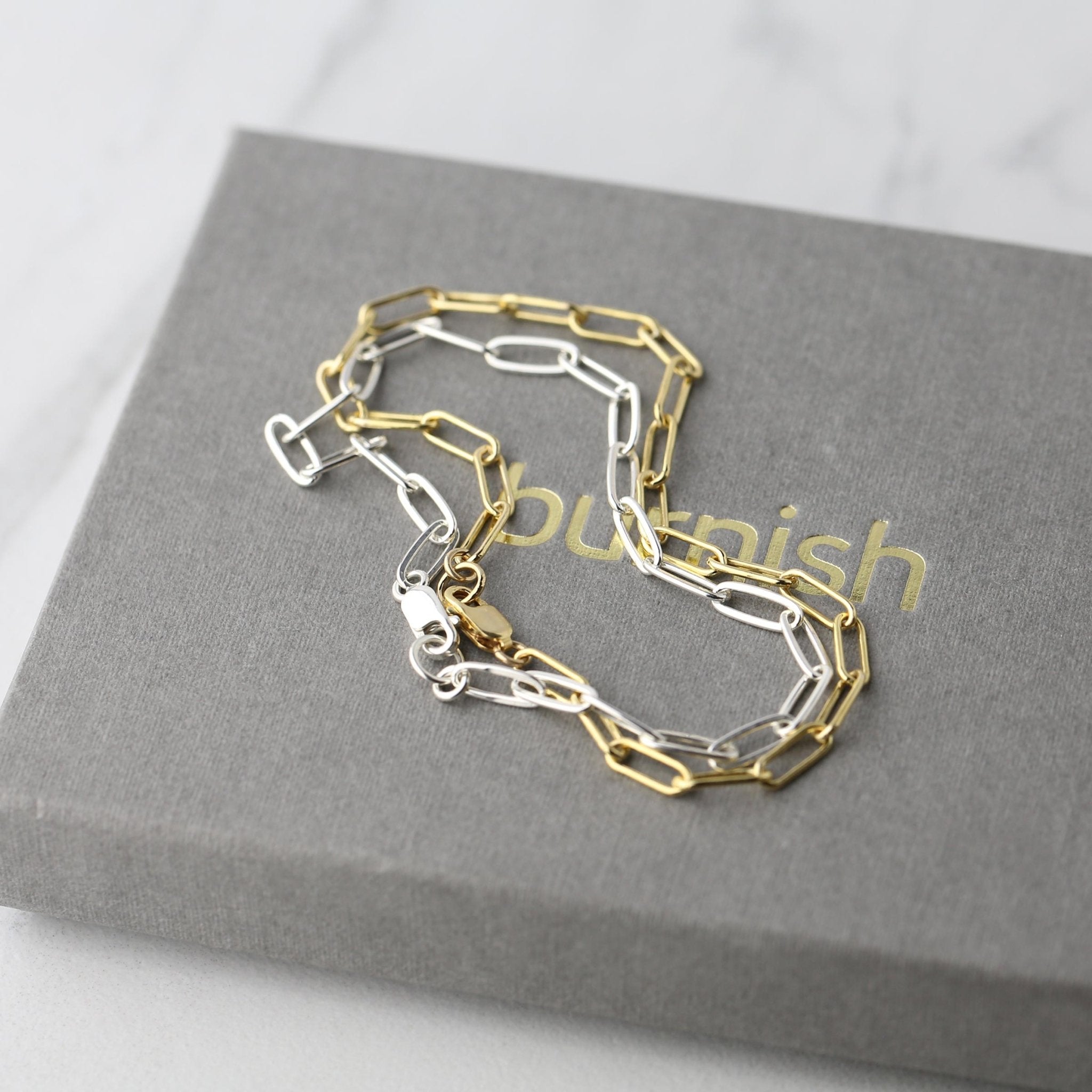 Elegant Elongated Link Chain Bracelet handmade by Burnish