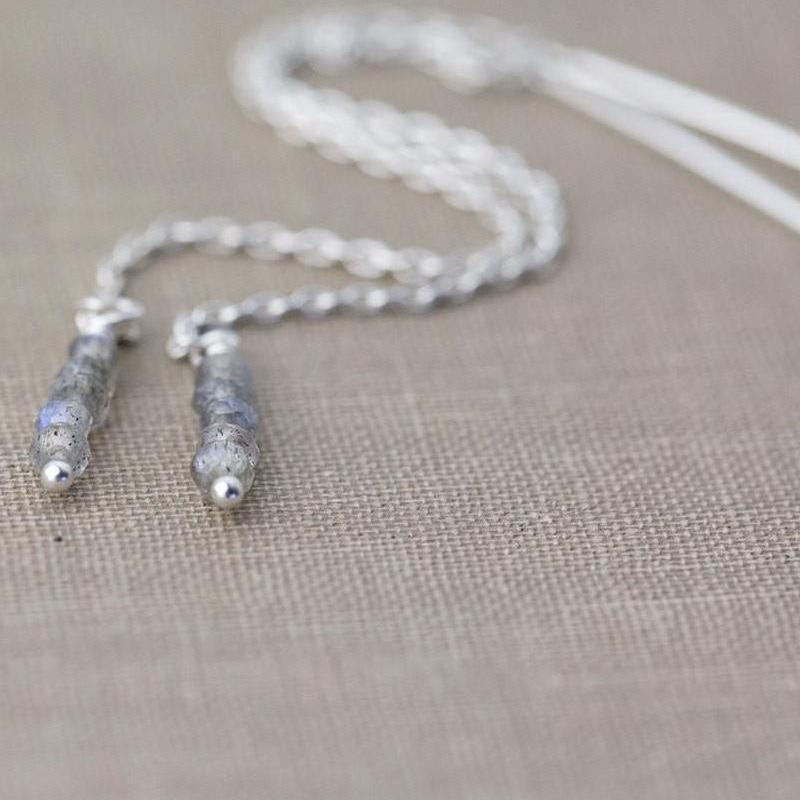 Gemstone Threader Earrings - Handmade Jewelry by Burnish