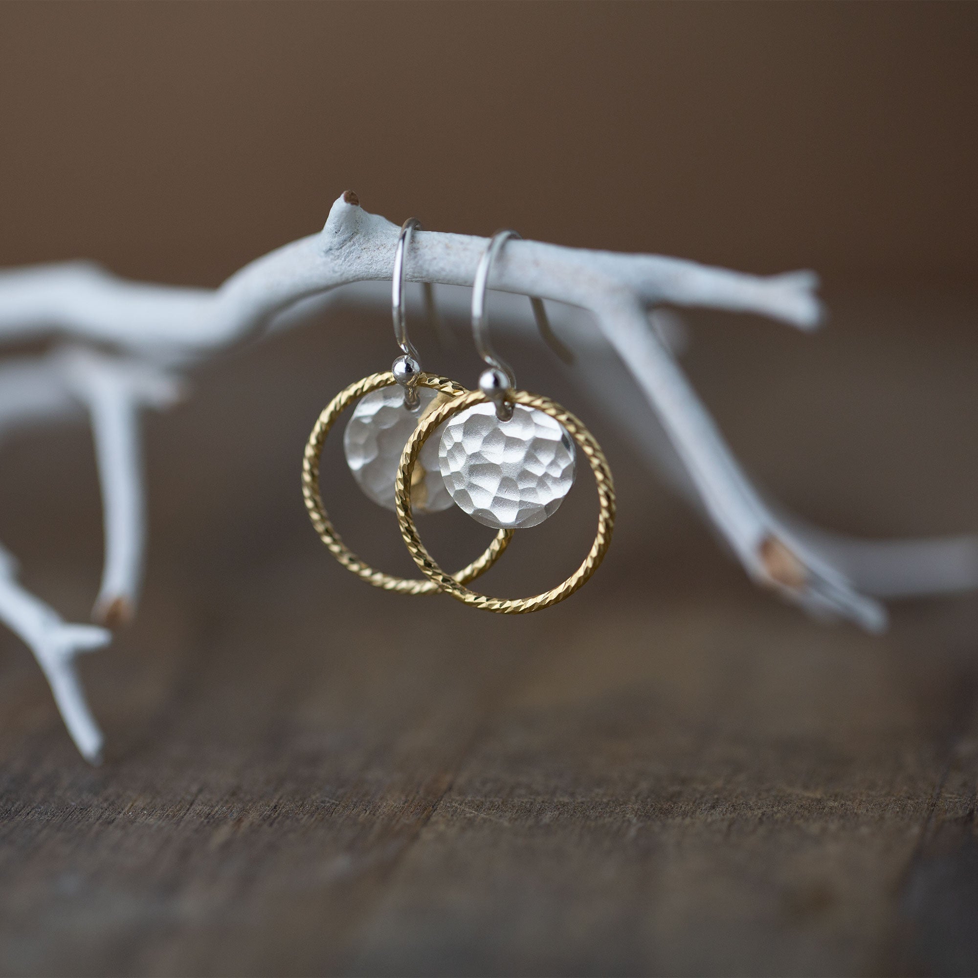 Gold and Silver Sparkle Circle Earrings