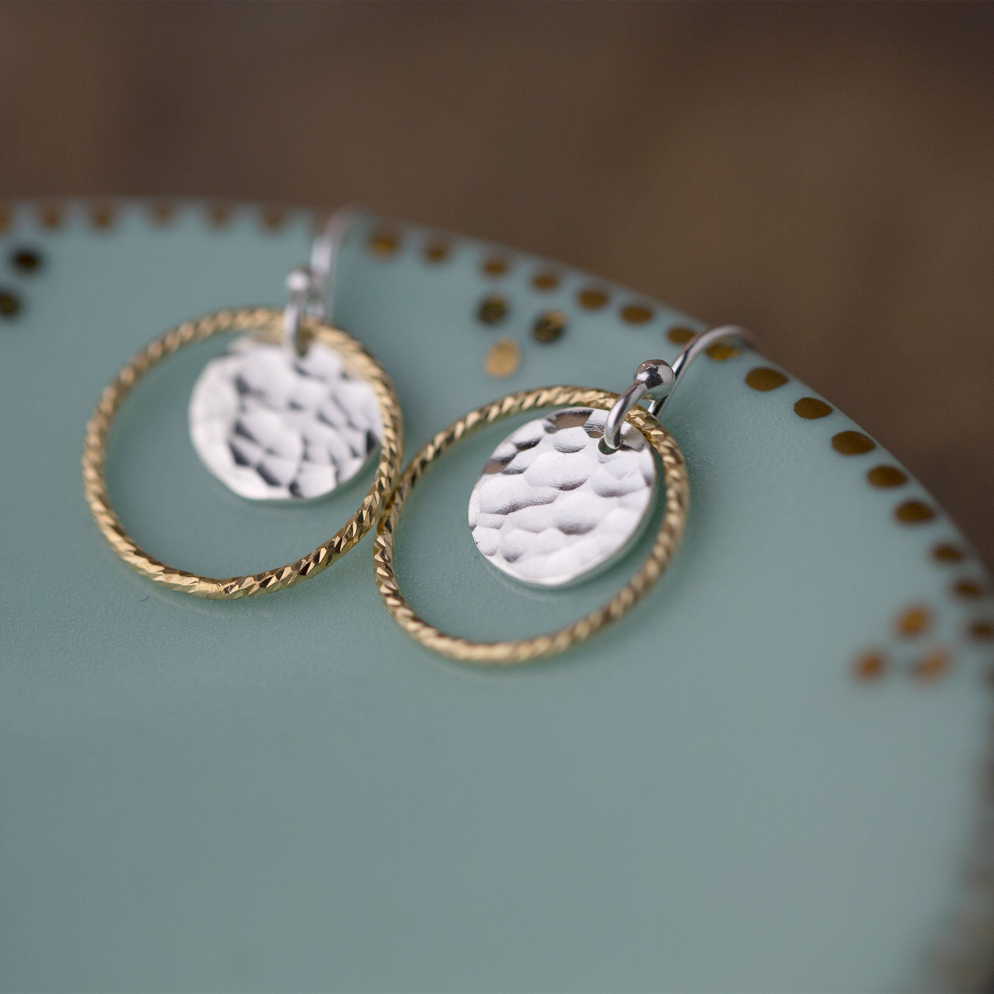 Gold and Silver Sparkle Circle Earrings