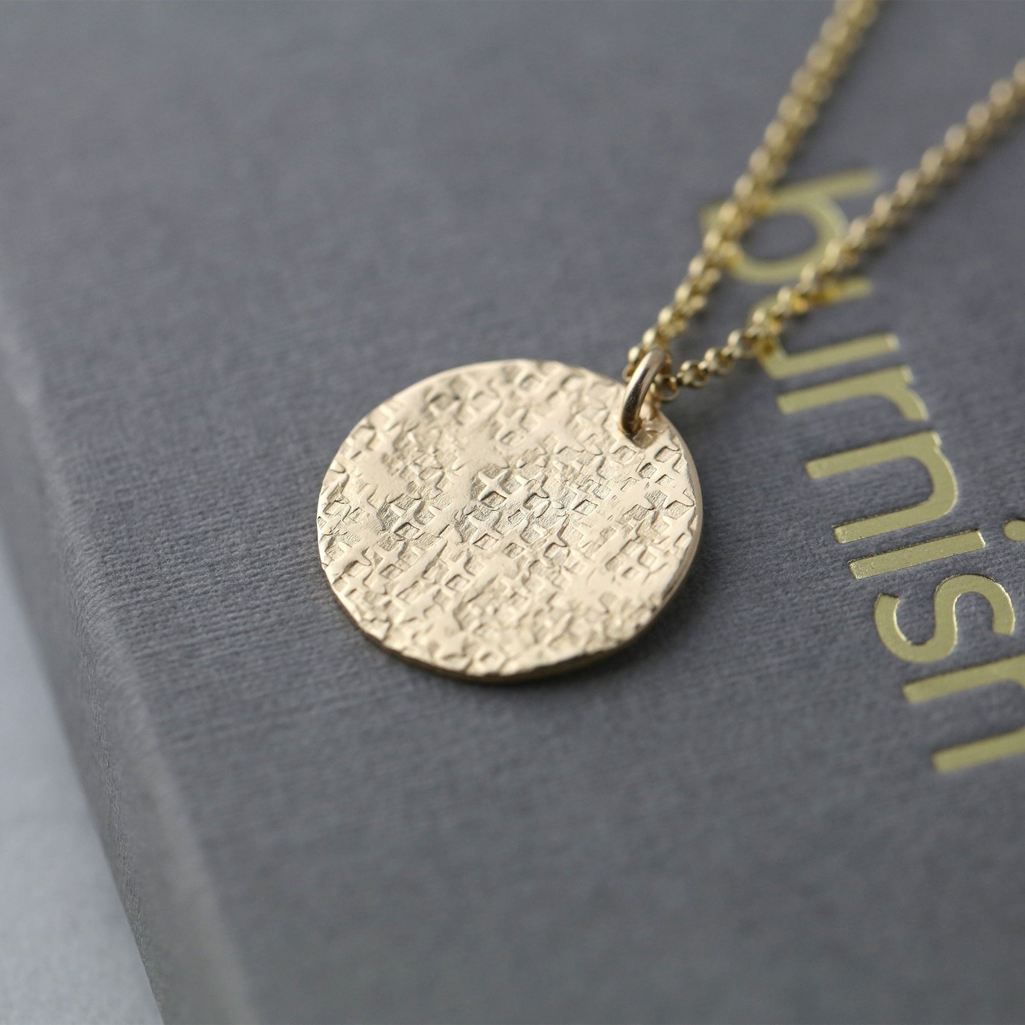 Gold Filled Raw Silk Texture Pendant Necklace