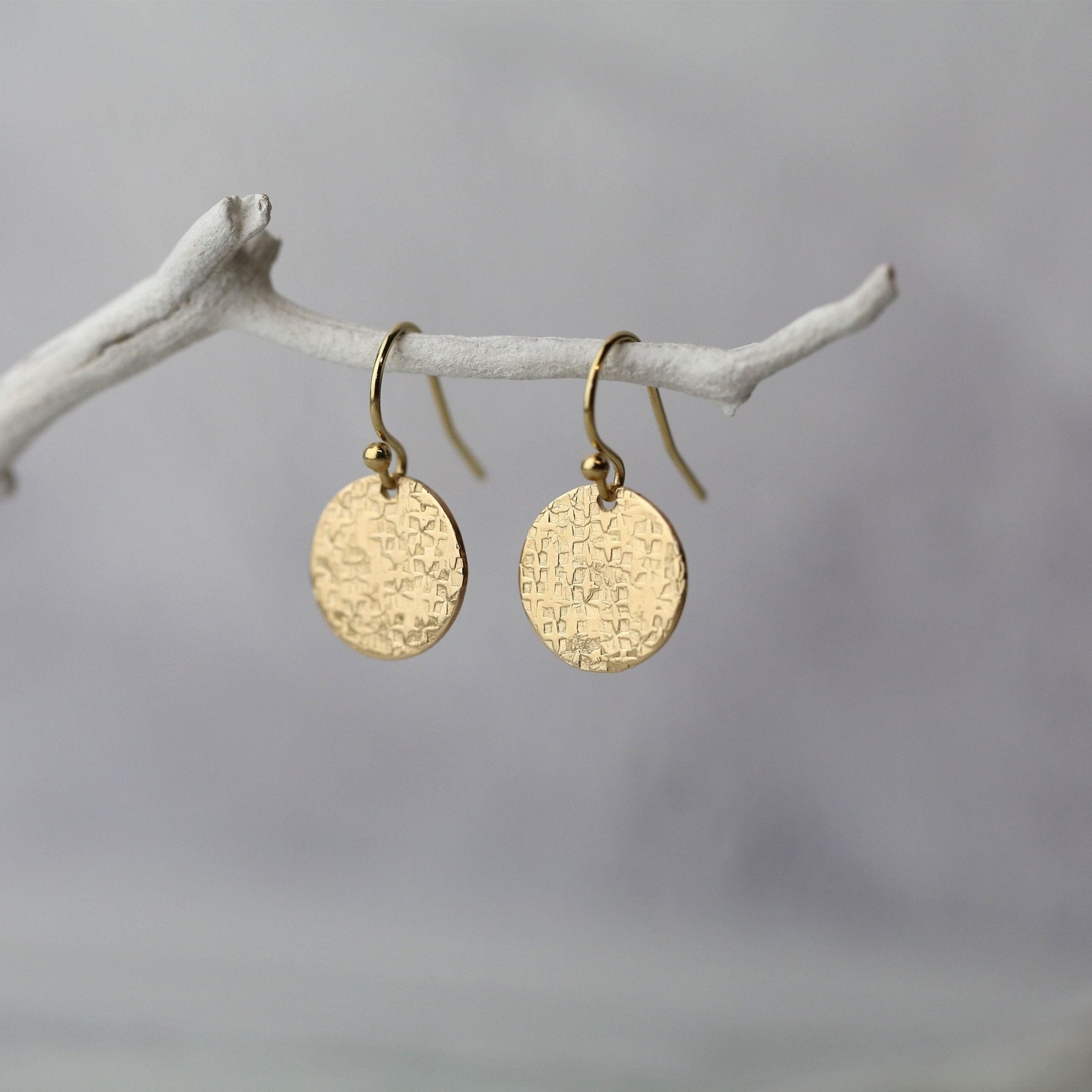 Gold Raw Silk Texture Earrings