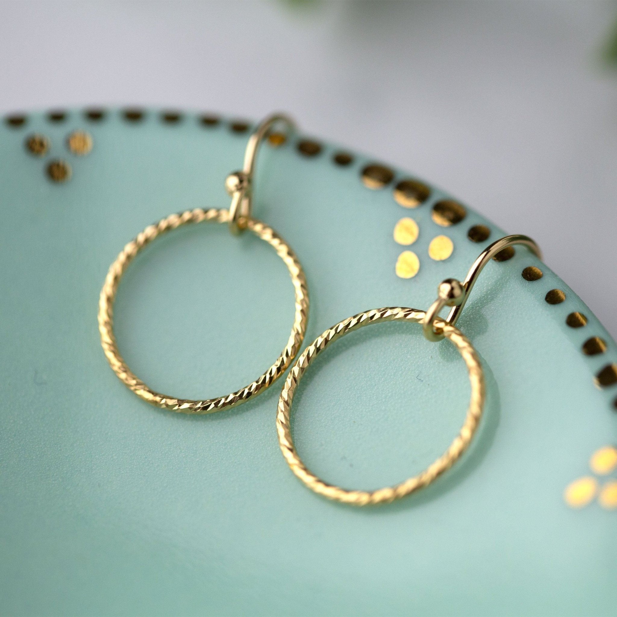 Gold Sparkle Circle Earrings - Handmade Jewelry by Burnish