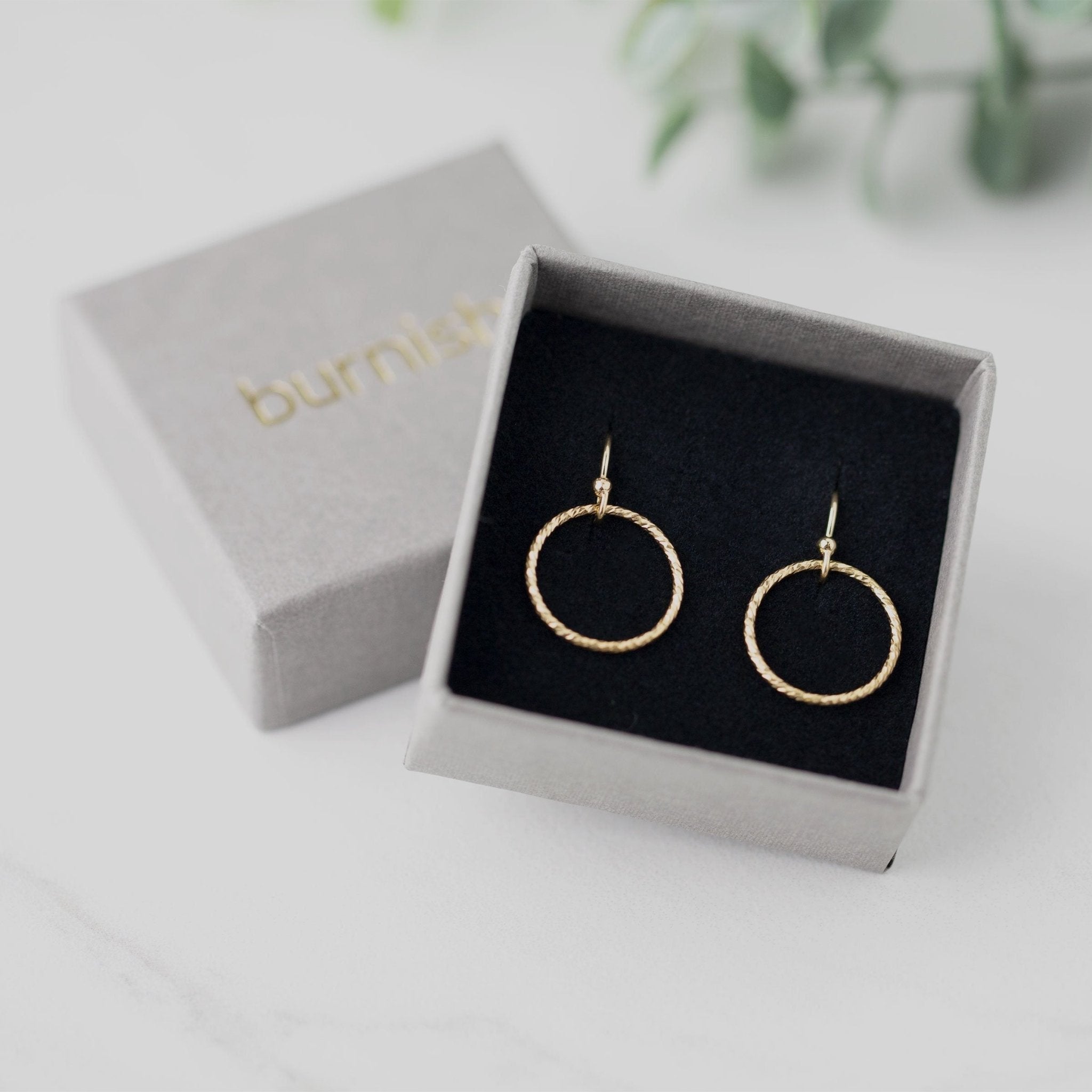 Gold Sparkle Circle Earrings - Handmade Jewelry by Burnish