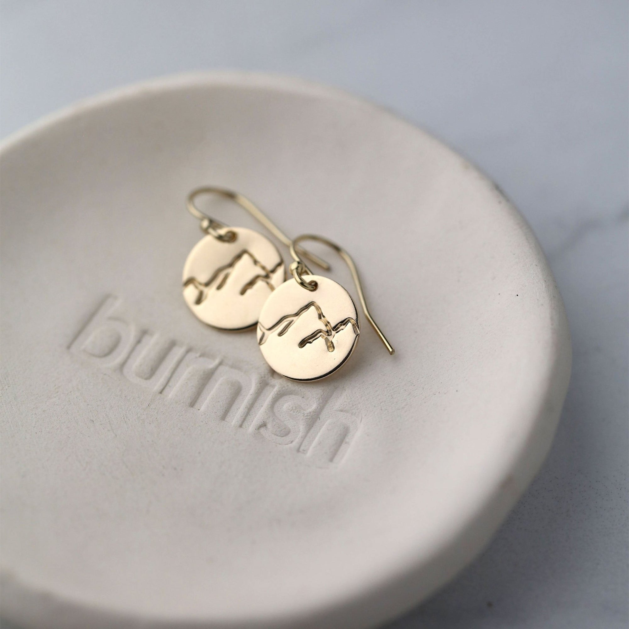 Gold Stamped Mountain Earrings