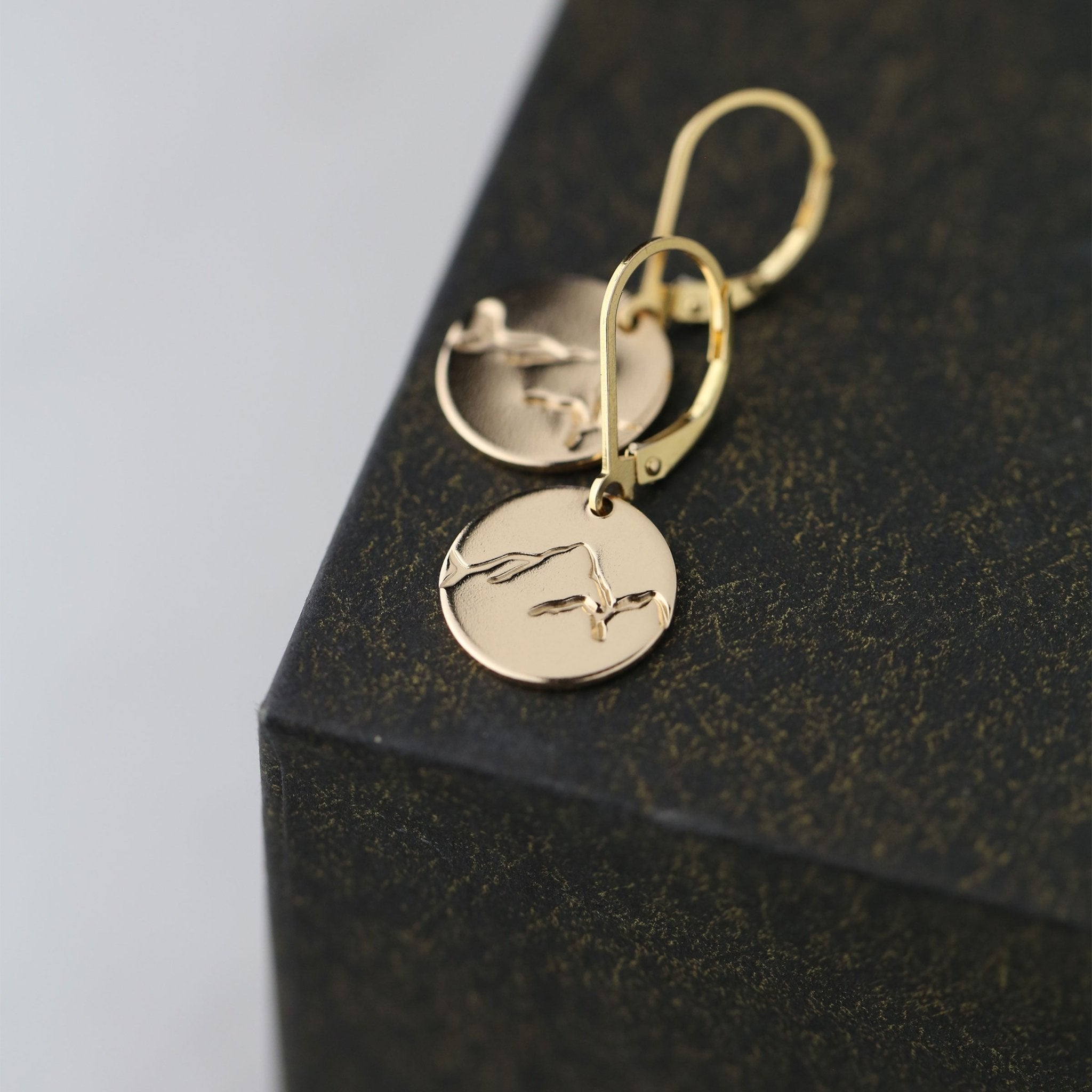 Gold Stamped Mountain Lever-back Earrings
