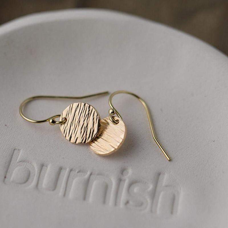 Textured Disc Earrings - Gold Filled - Handmade Jewelry by Burnish