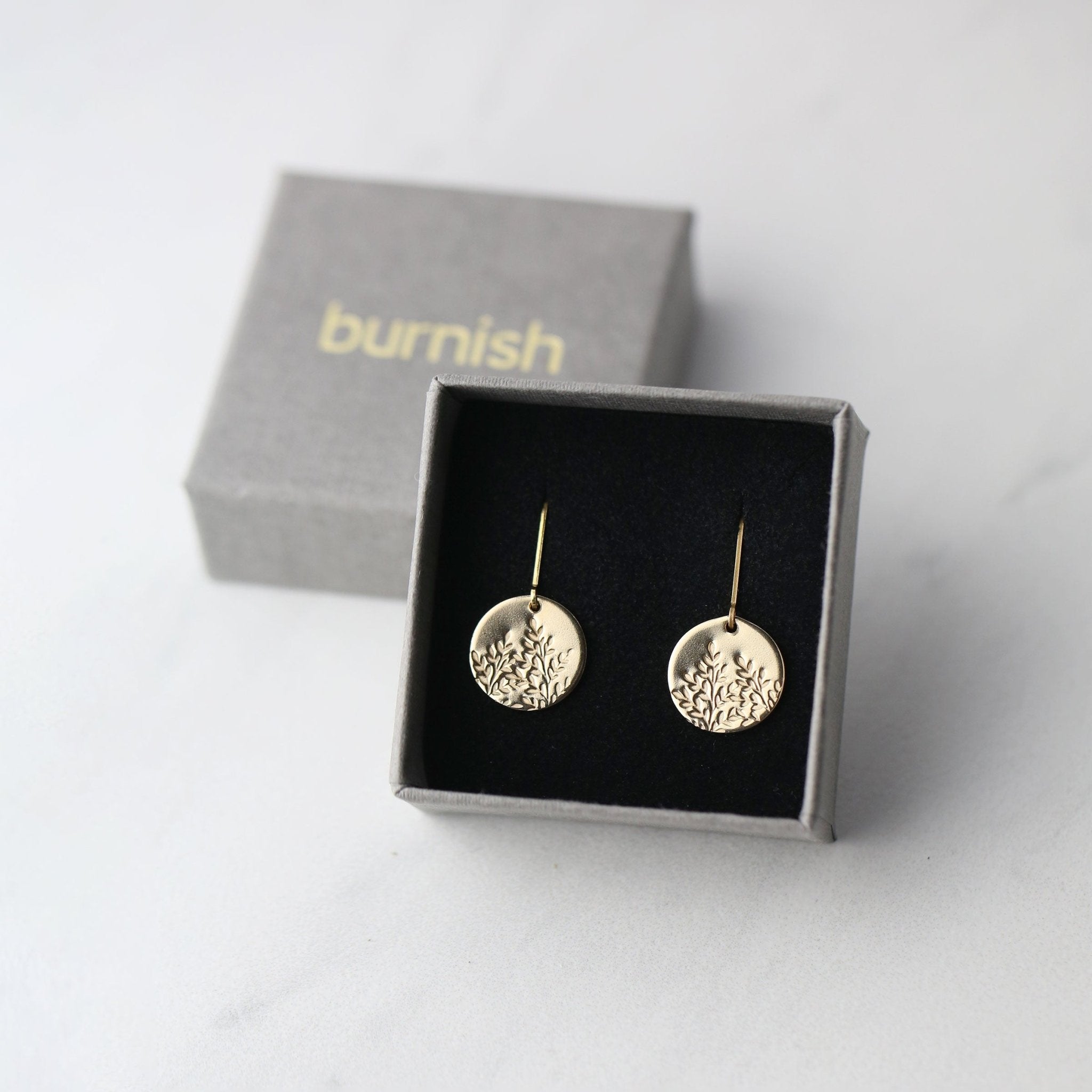 Gold Wildflower Medium Disc Lever-back Earrings