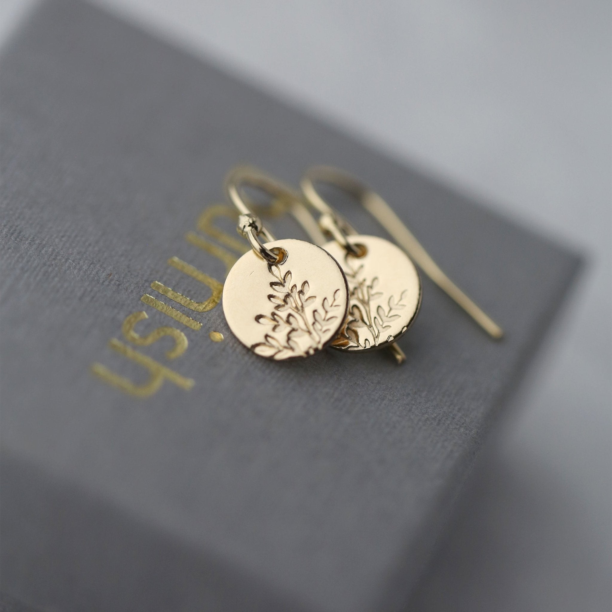 Gold Wildflower Tiny Disc Earrings