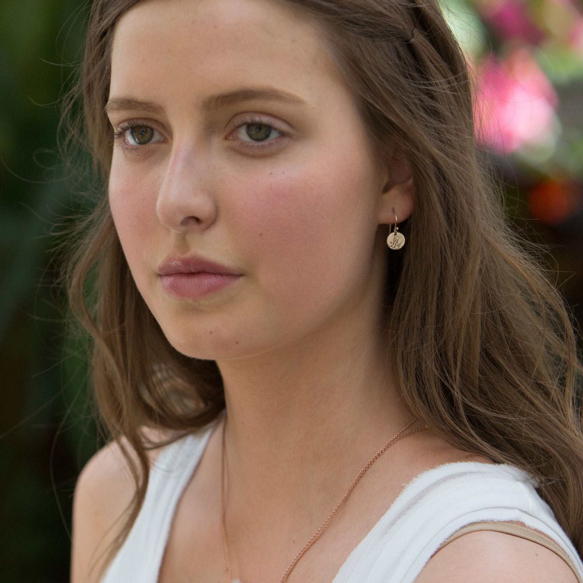 Gold Wildflower Tiny Disc Earrings