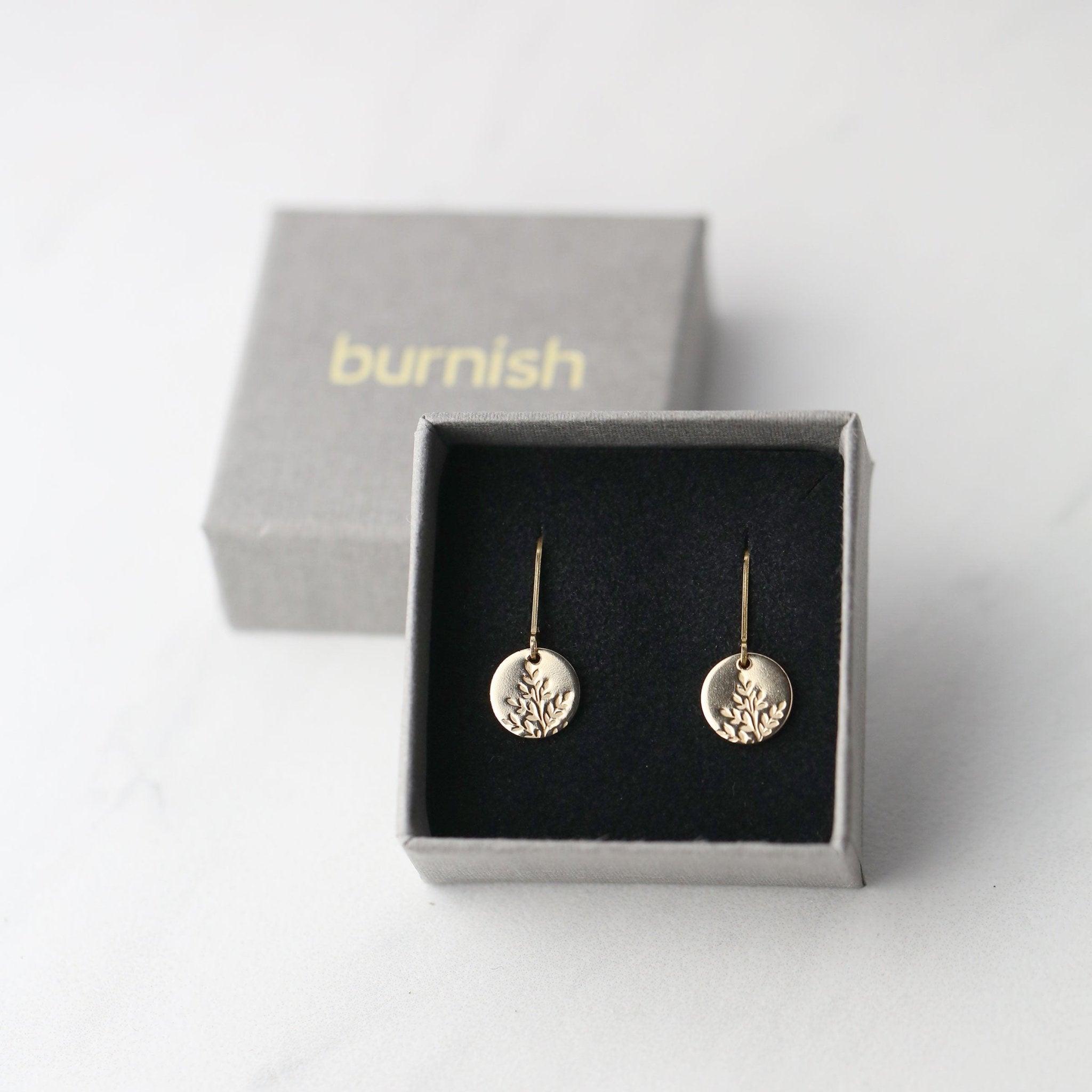 Gold Wildflower Tiny Disc Lever-back Earrings