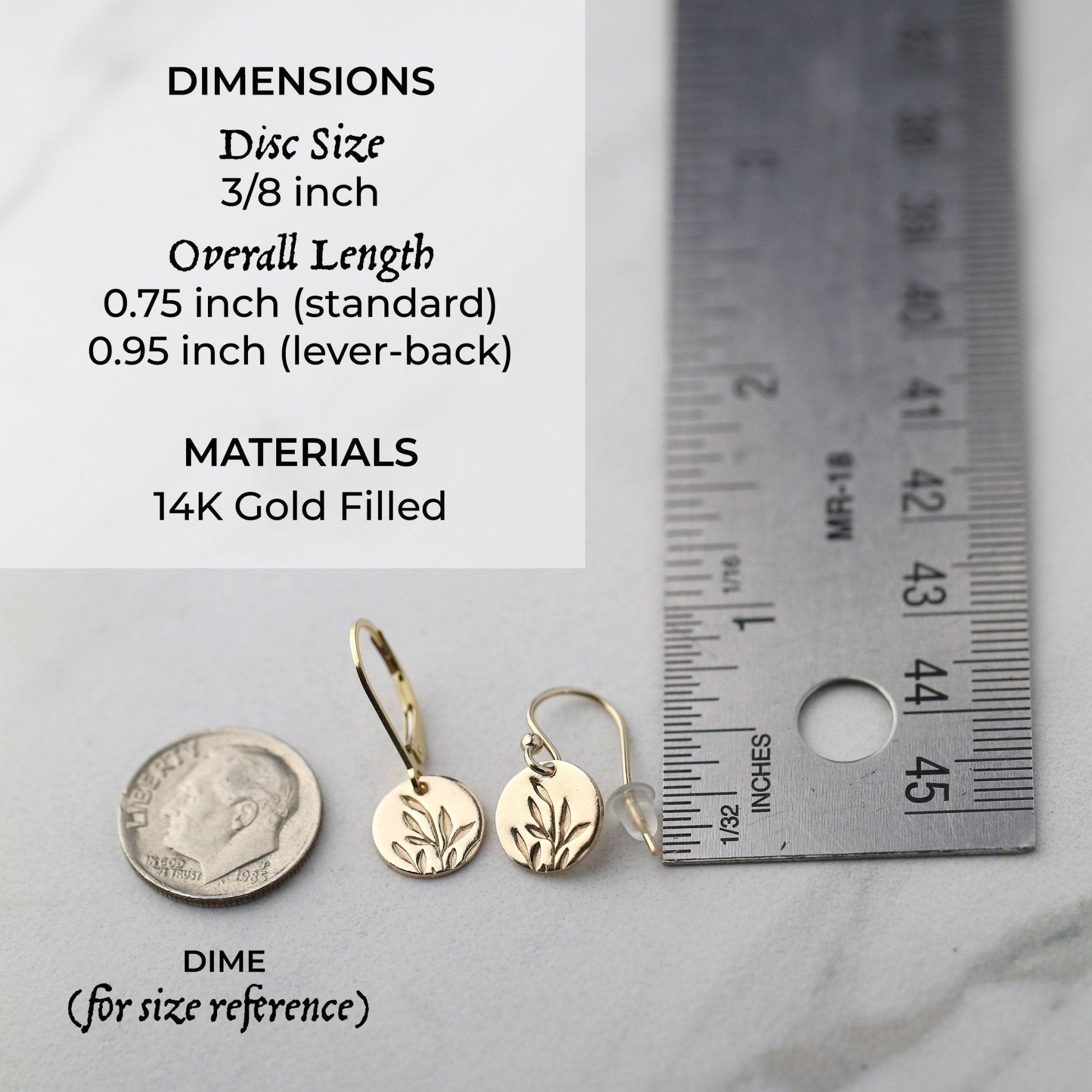Gold Willow Leaf Tiny Disc Earrings