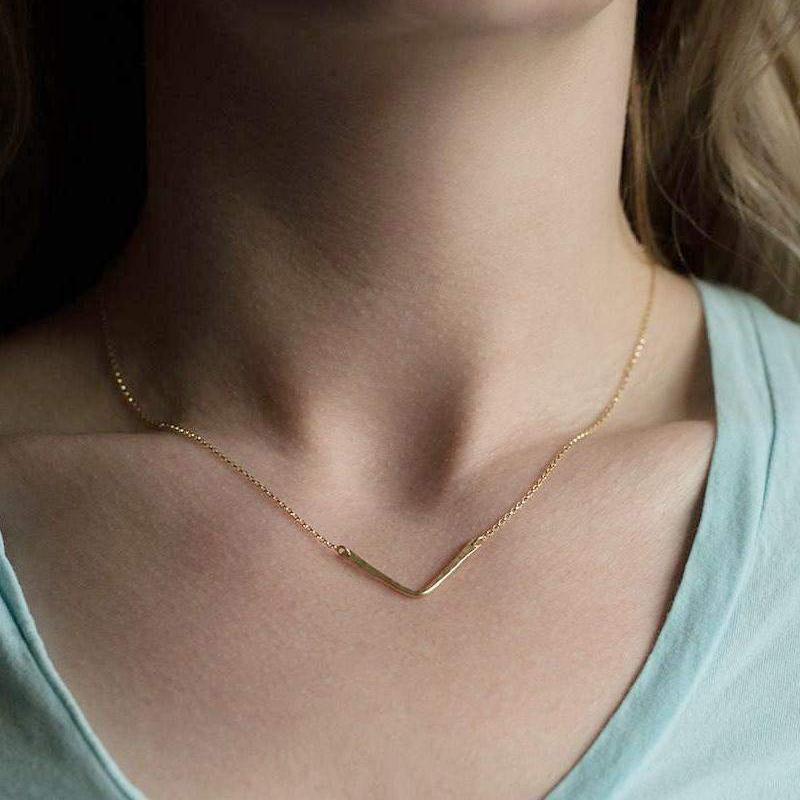 Hammered Chevron Necklace - Handmade Jewelry by Burnish