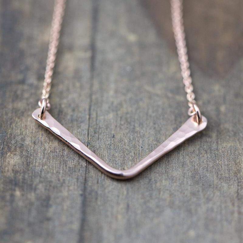 Hammered Chevron Necklace - Handmade Jewelry by Burnish