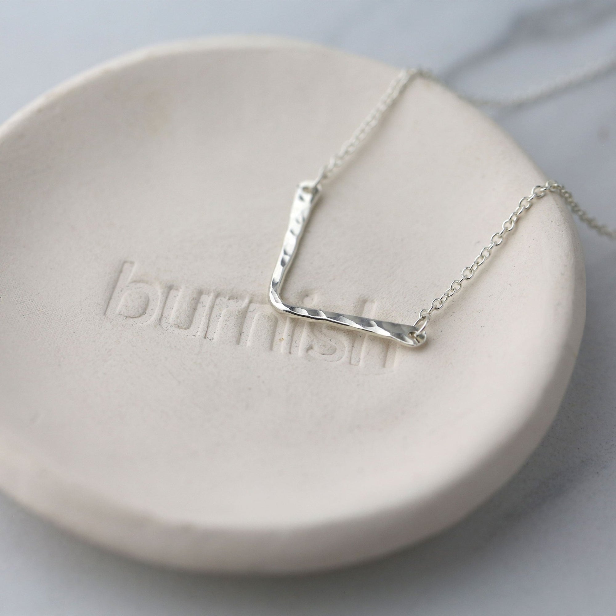 Hammered Chevron Necklace handmade by Burnish