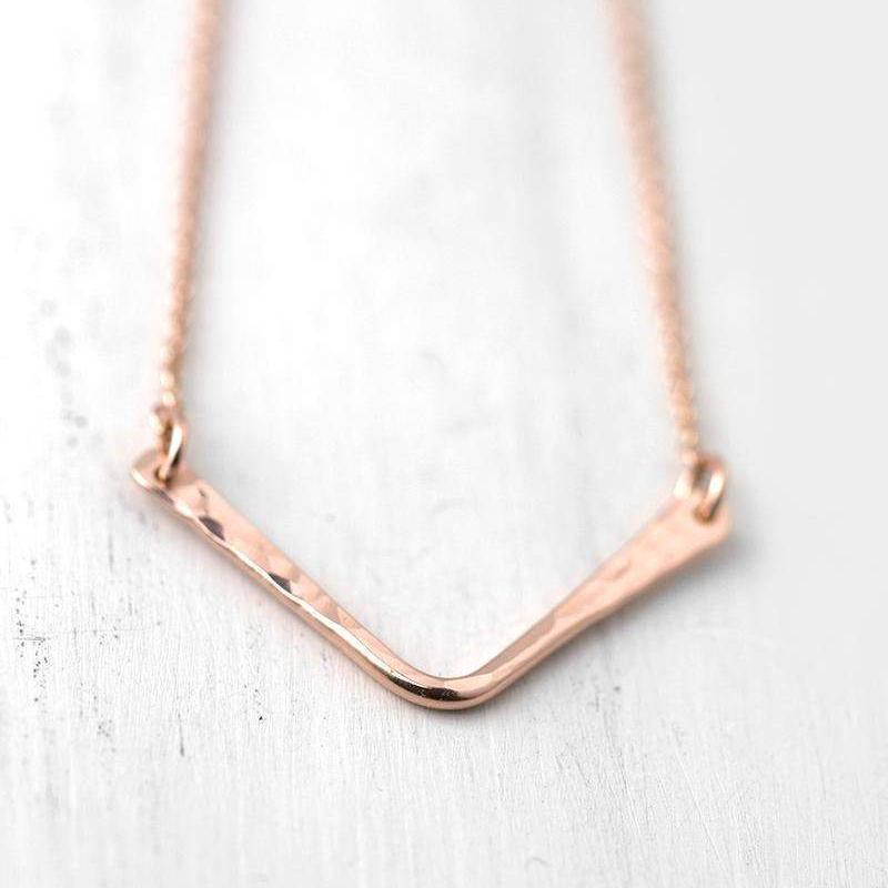 Hammered Chevron Necklace - Handmade Jewelry by Burnish