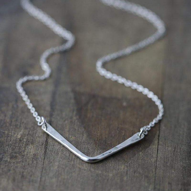 Hammered Chevron Necklace - Handmade Jewelry by Burnish