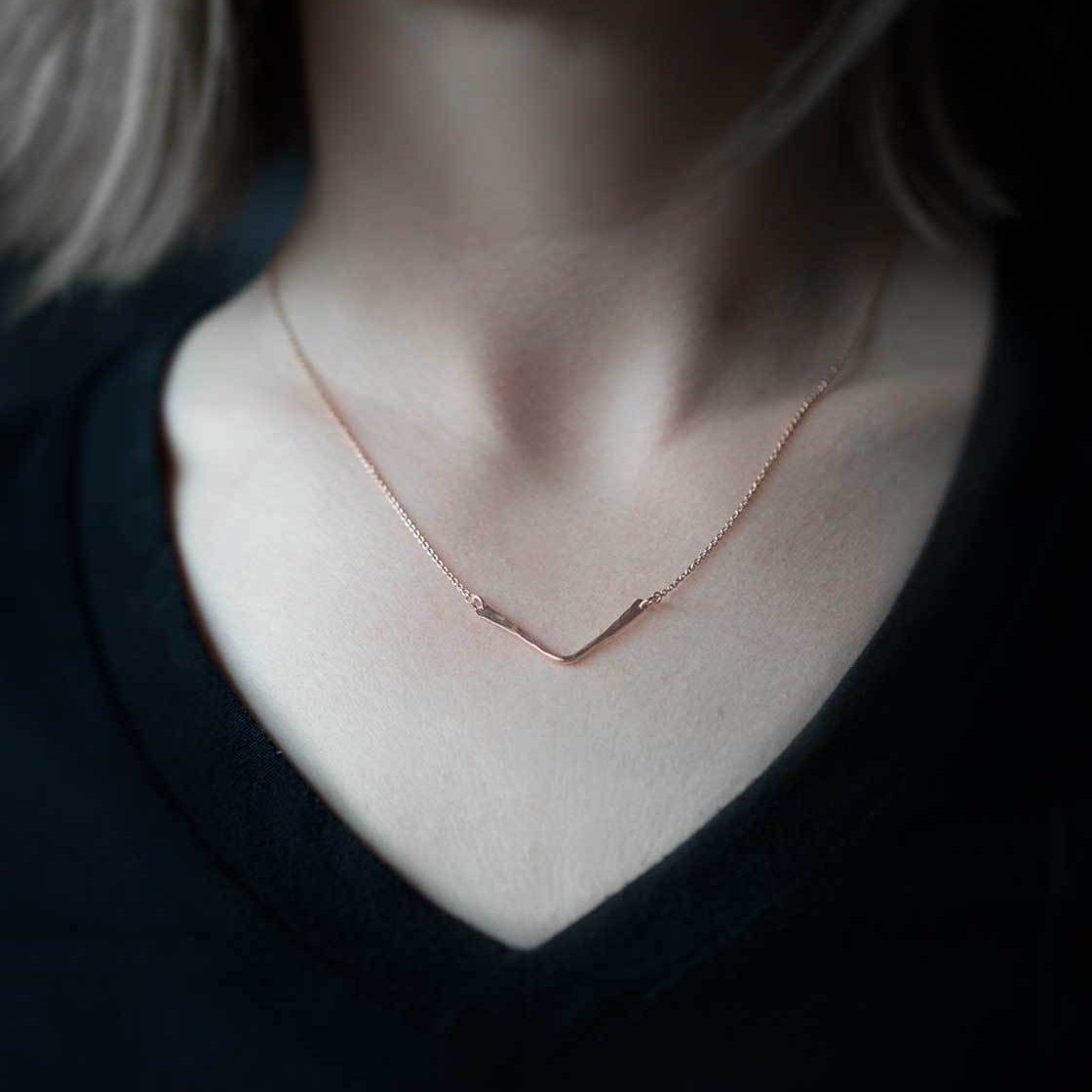 Hammered Chevron Necklace - Handmade Jewelry by Burnish