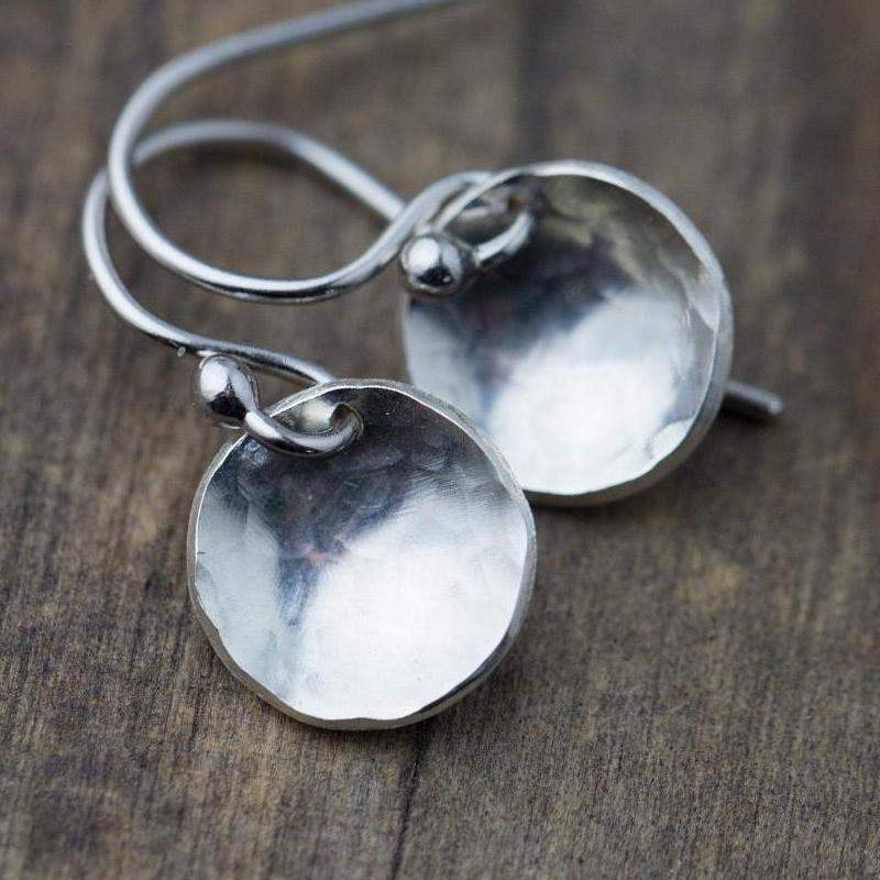 Hammered &amp; Domed Earrings - Handmade Jewelry by Burnish