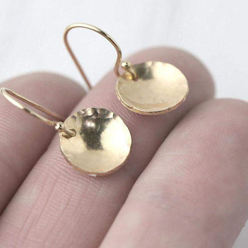 Hammered &amp; Domed Earrings - Gold Fill - Handmade Jewelry by Burnish