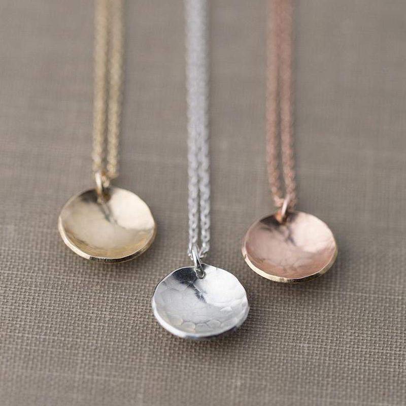 Hammered & Domed Necklace - Handmade Jewelry by Burnish
