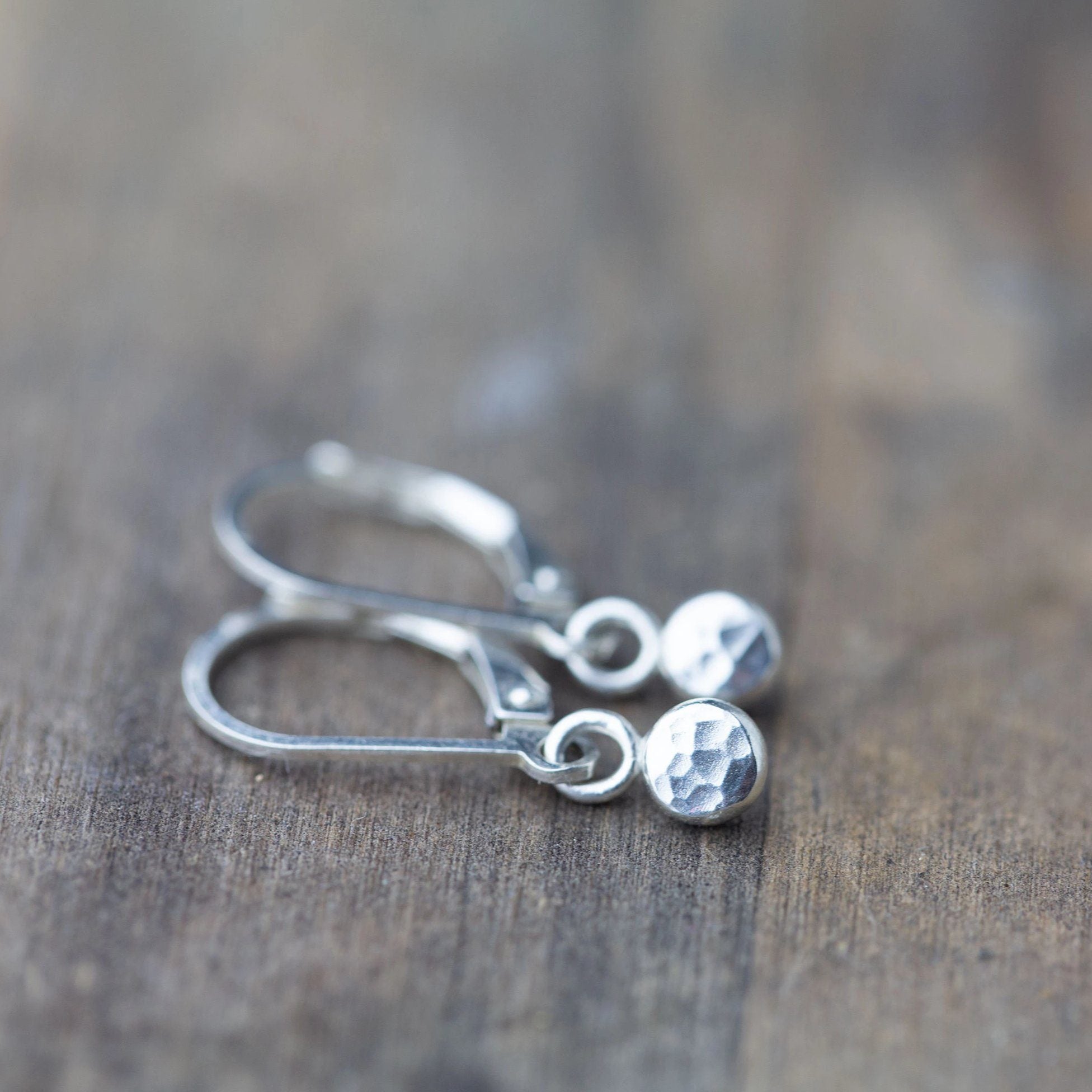 Hammered Dot Lever-back Earrings - Handmade Jewelry by Burnish
