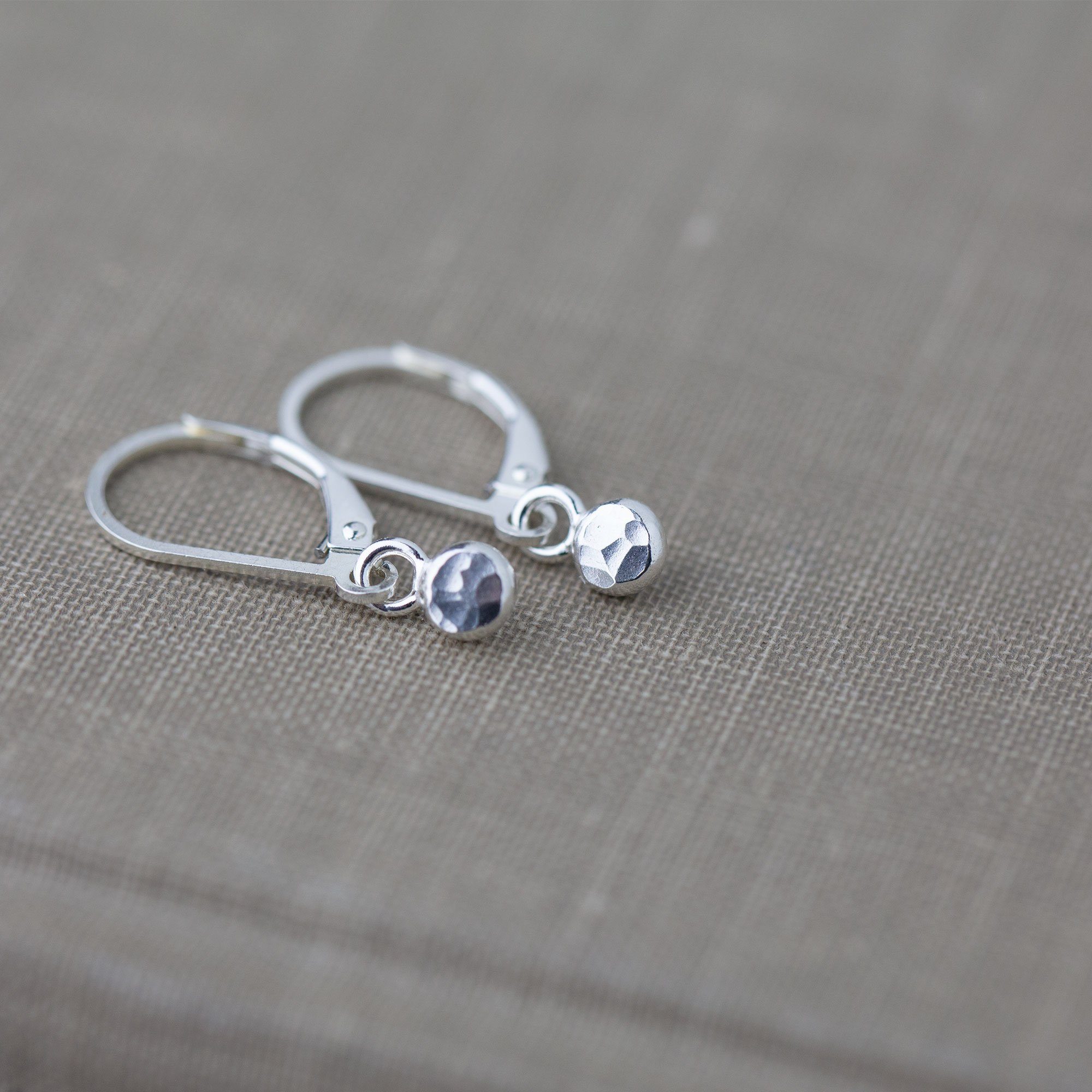 Hammered Dot Lever-back Earrings - Handmade Jewelry by Burnish