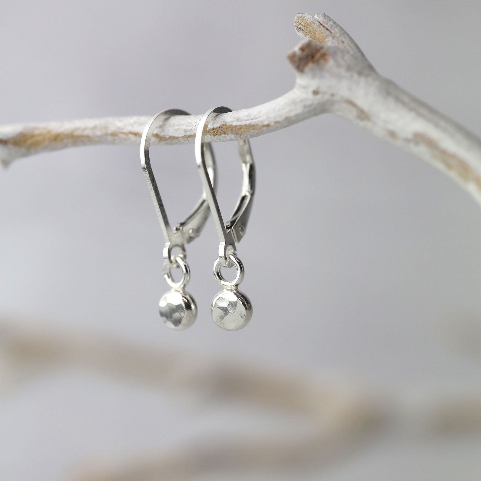 Hammered Dot Lever-back Earrings