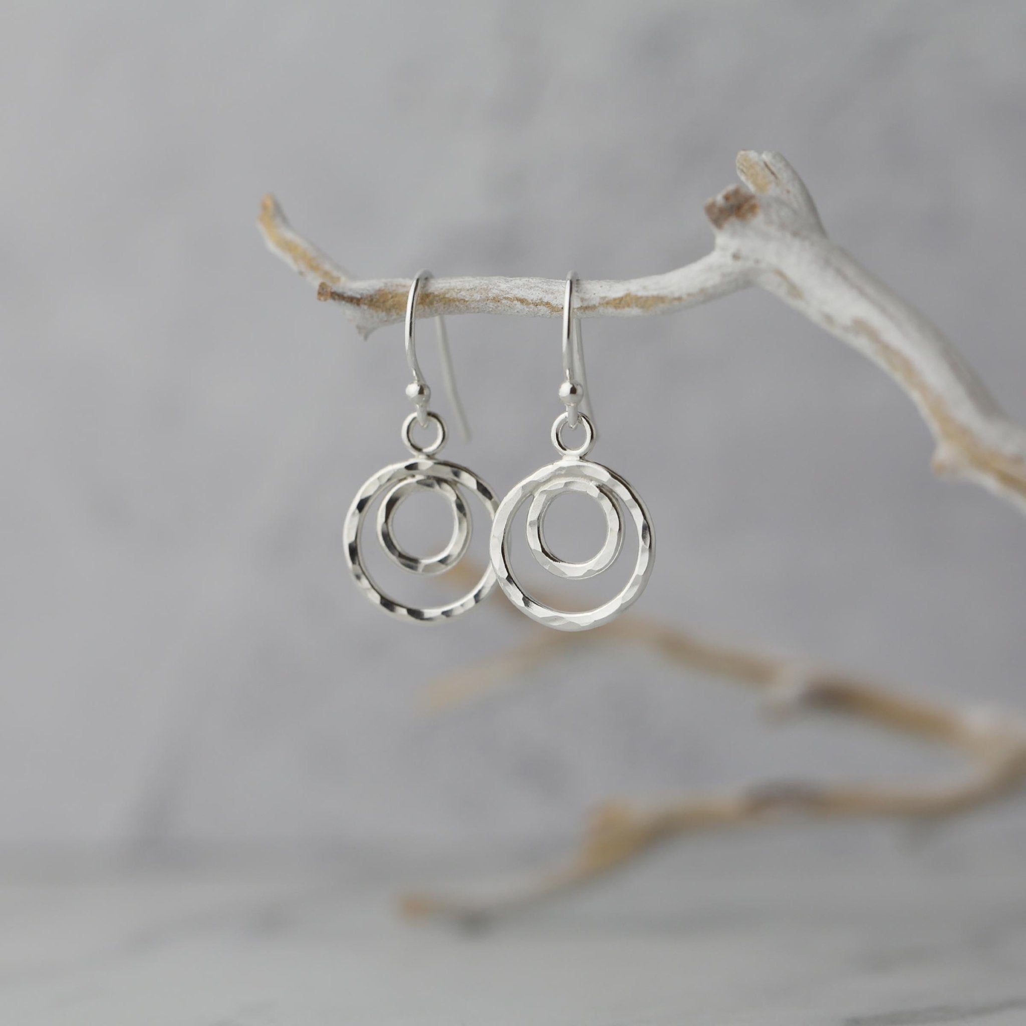 Hammered Double Circle Earrings handmade by Burnish