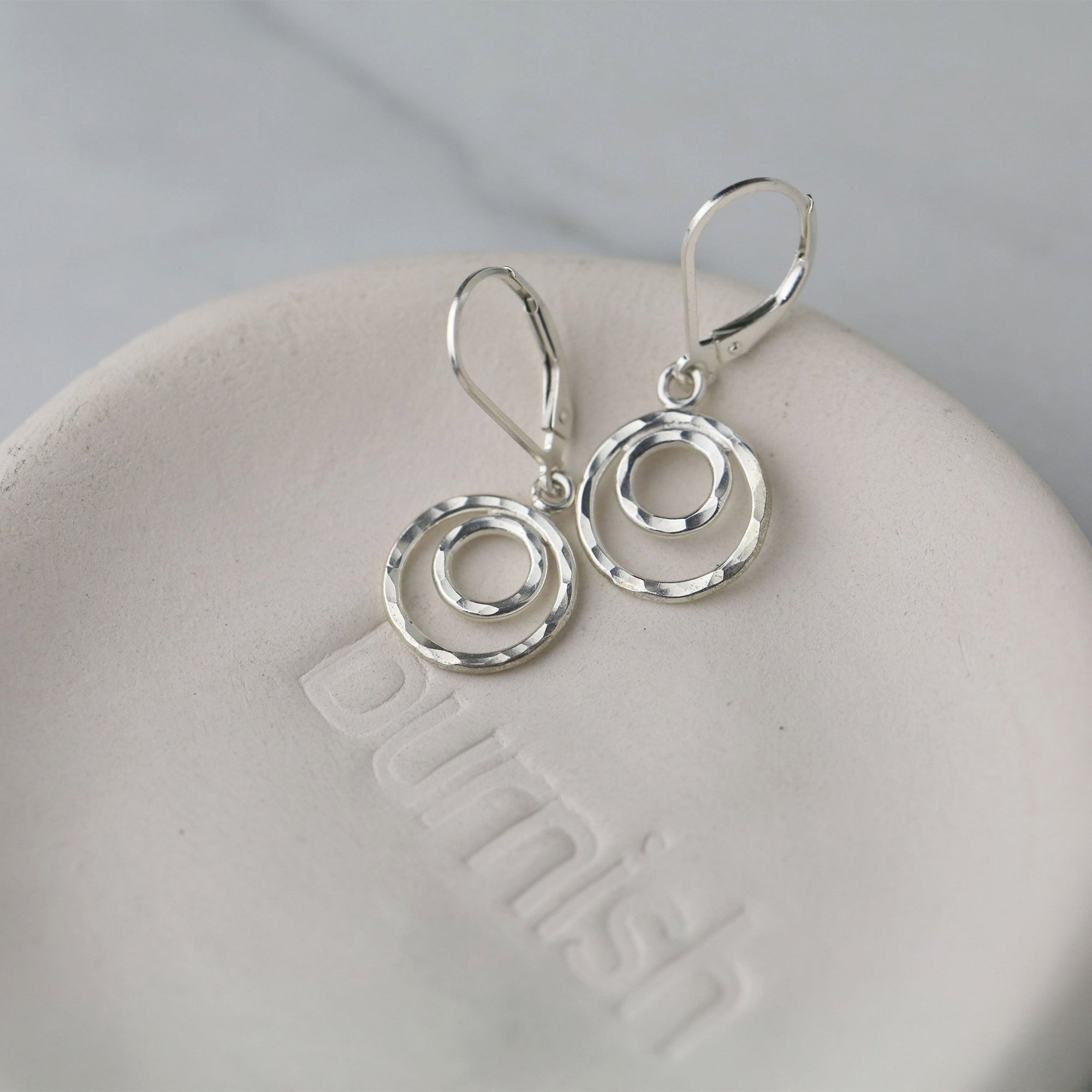 Hammered Double Circle Earrings